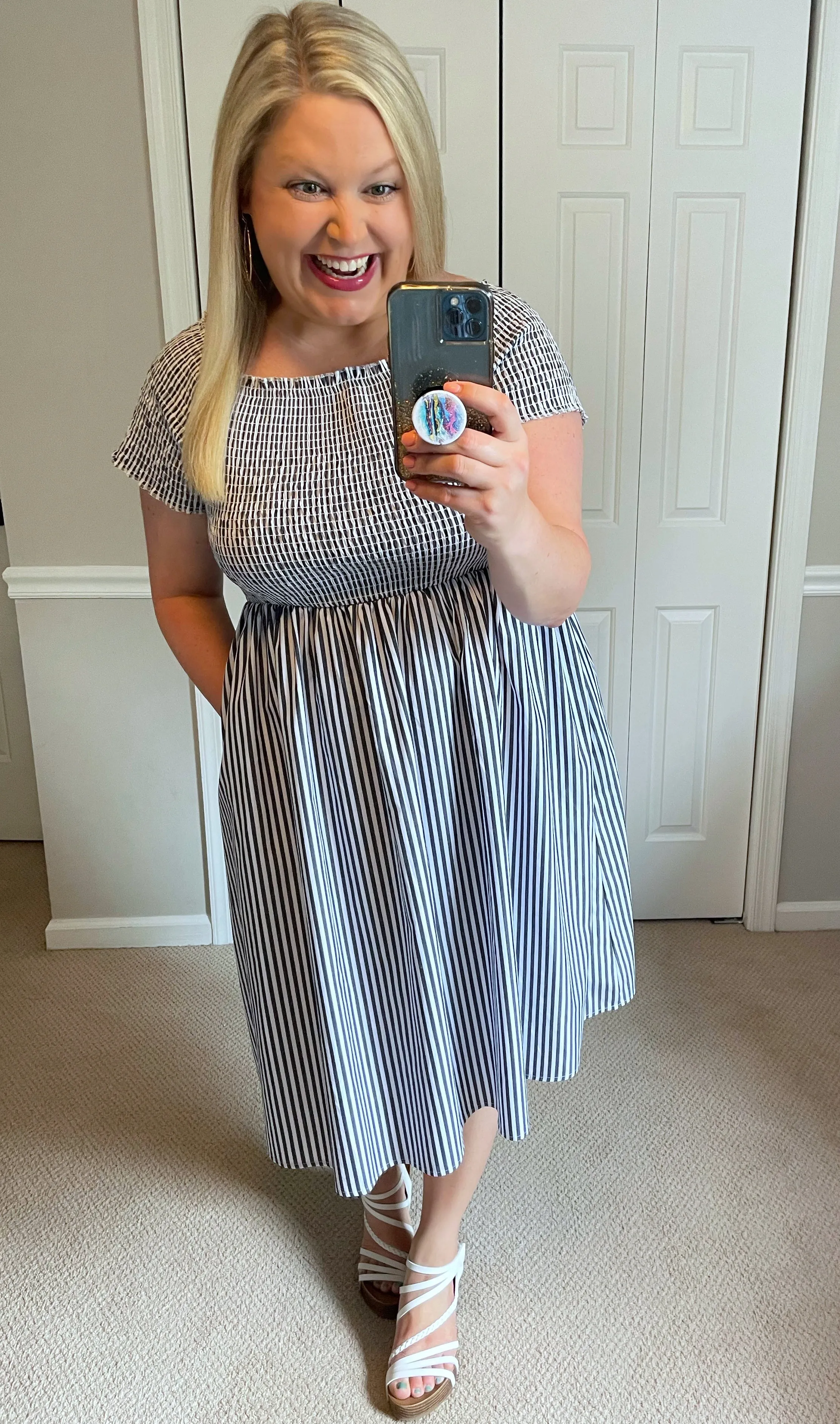 Hadley Smocked Dress in Nautical Stripes