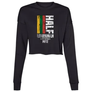 Half Lithuanian - Women's Bella Canvas Flowy Cropped Fleece Crew