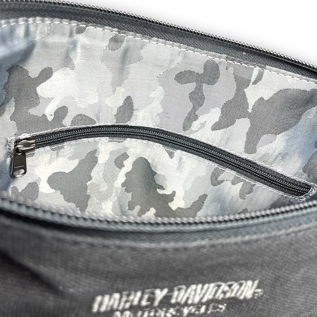 Harley-Davidson® Women's Embroidered #1 Logo Distressed Denim HOBO Purse