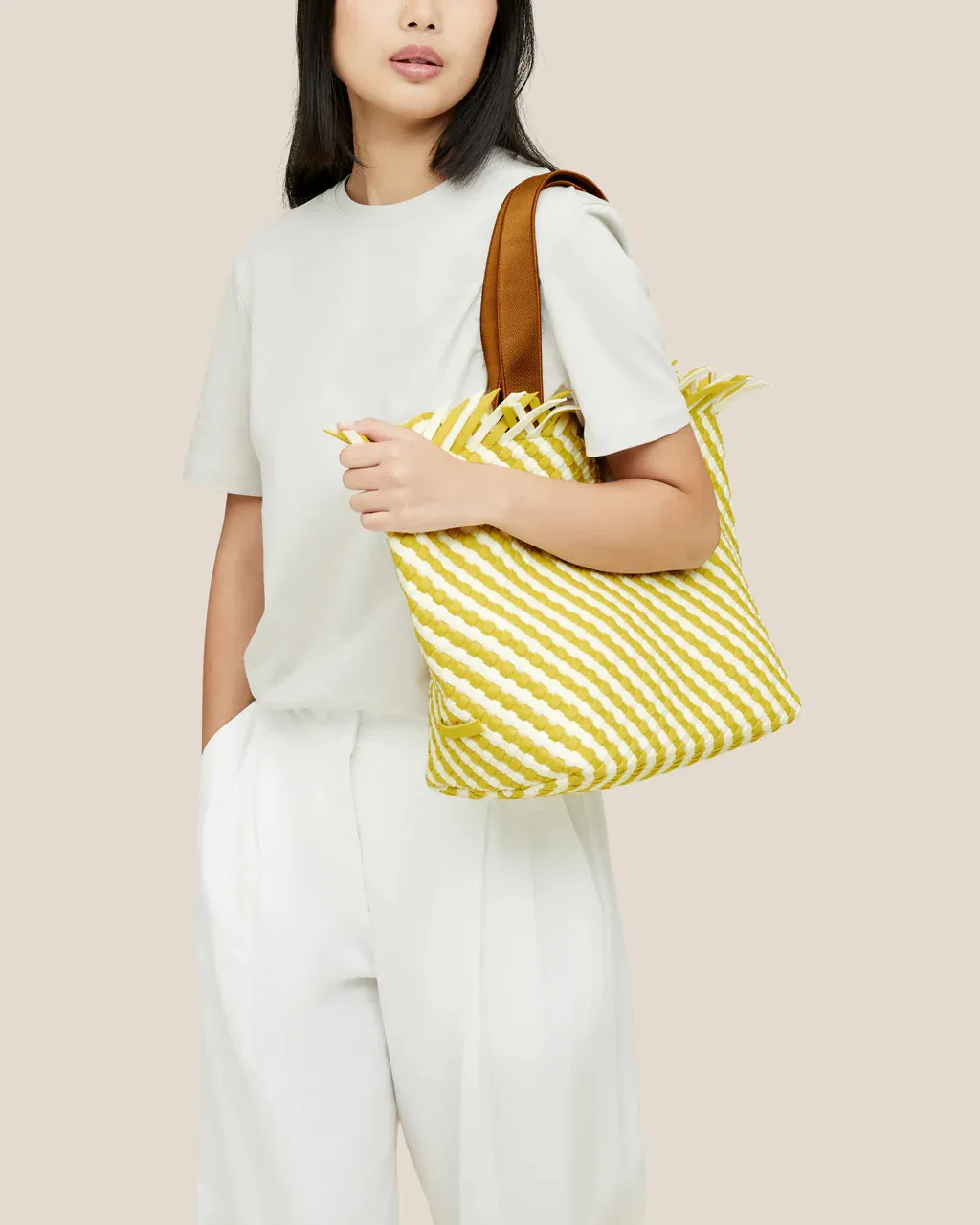 Havana Medium Striped Tote (Soleil)