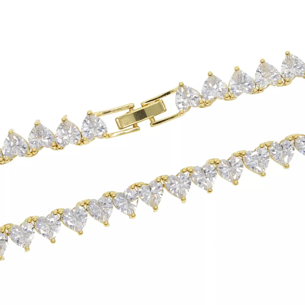 Heart Shaped Cubic Zirconia Stones Tennis Necklace White Pink Cubic Zirconia Women's Jewelry Choker