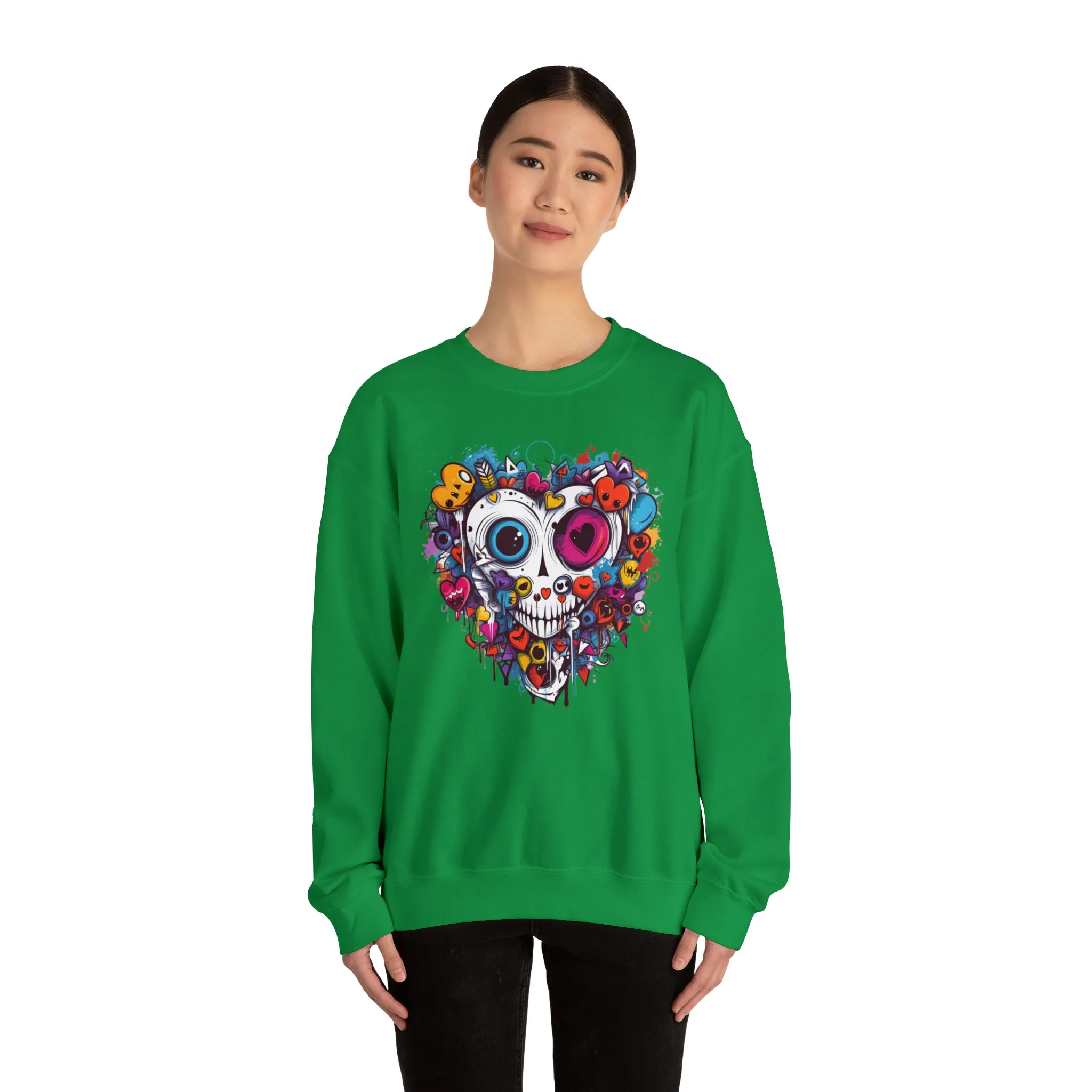Heart Skeleton Halloween Sweatshirt, Scary Halloween Sweatshirt , Funny Halloween Sweatshirt, Fall Unisex Heavy Blend