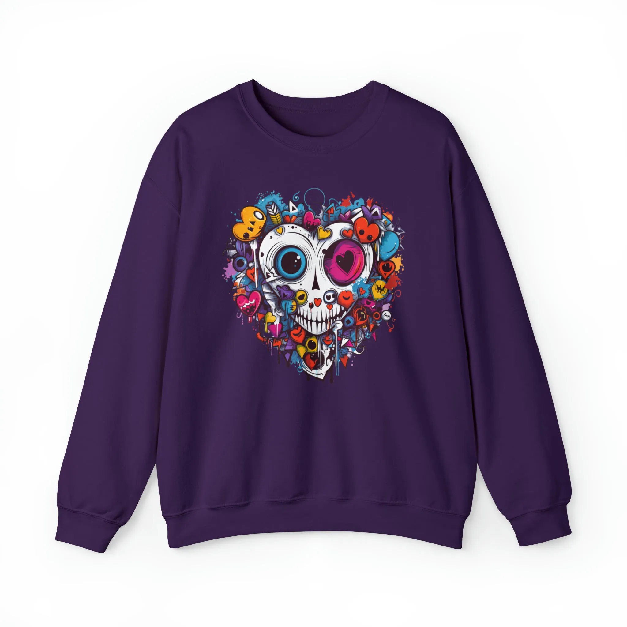 Heart Skeleton Halloween Sweatshirt, Scary Halloween Sweatshirt , Funny Halloween Sweatshirt, Fall Unisex Heavy Blend