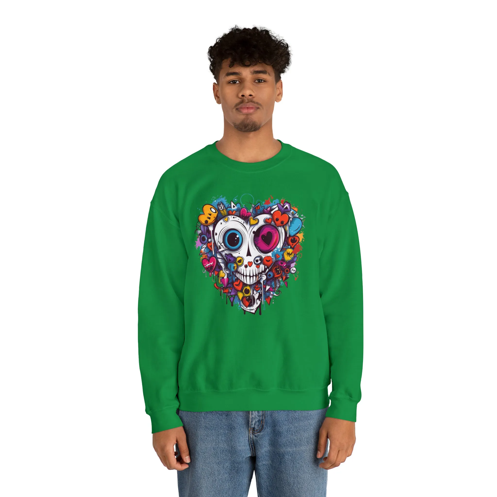 Heart Skeleton Halloween Sweatshirt, Scary Halloween Sweatshirt , Funny Halloween Sweatshirt, Fall Unisex Heavy Blend