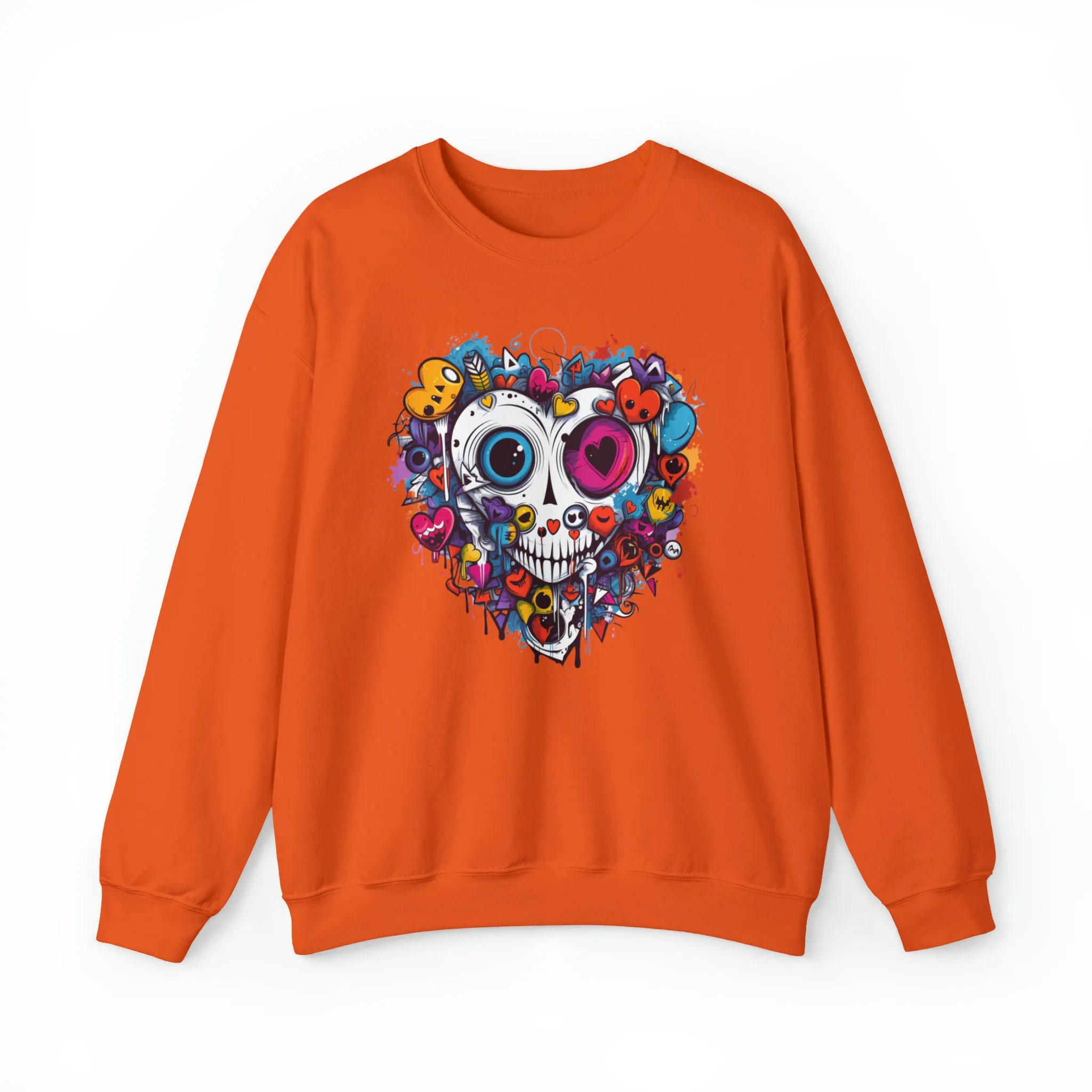Heart Skeleton Halloween Sweatshirt, Scary Halloween Sweatshirt , Funny Halloween Sweatshirt, Fall Unisex Heavy Blend