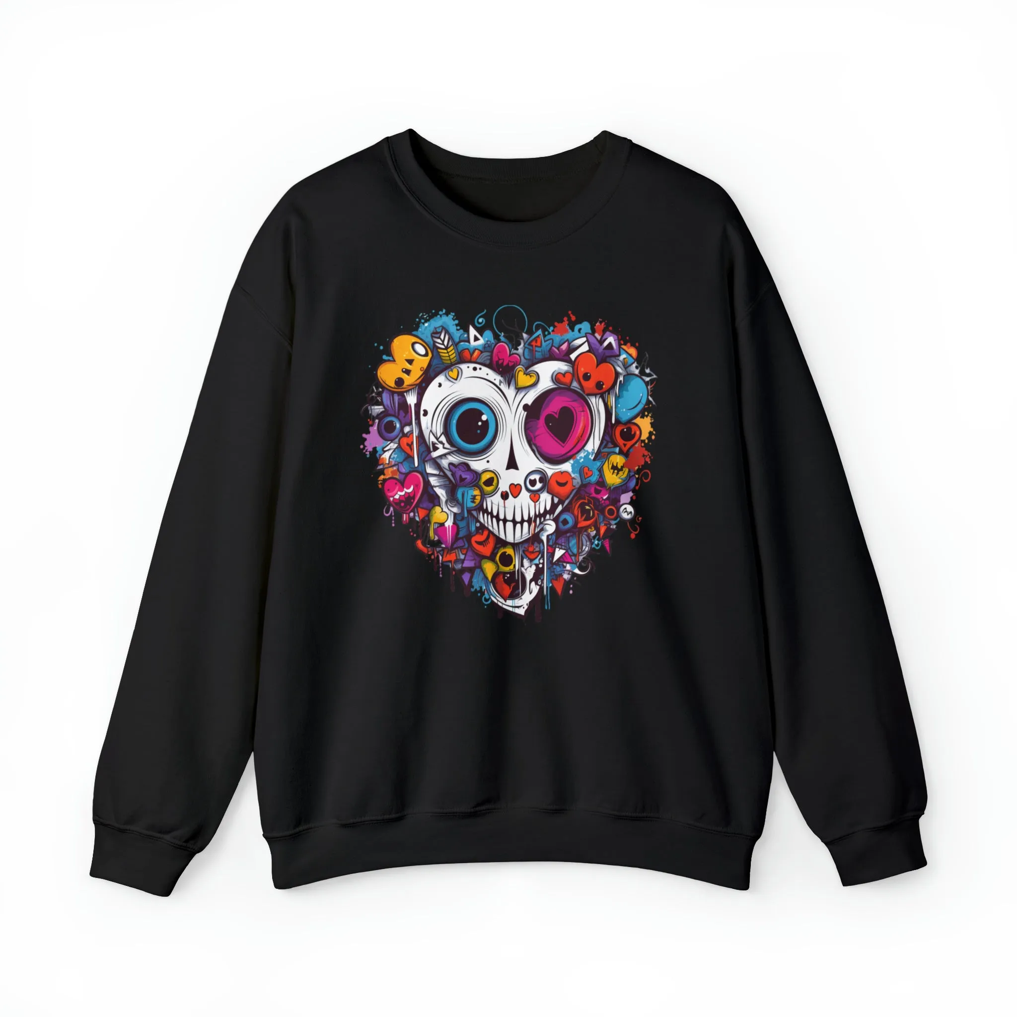 Heart Skeleton Halloween Sweatshirt, Scary Halloween Sweatshirt , Funny Halloween Sweatshirt, Fall Unisex Heavy Blend