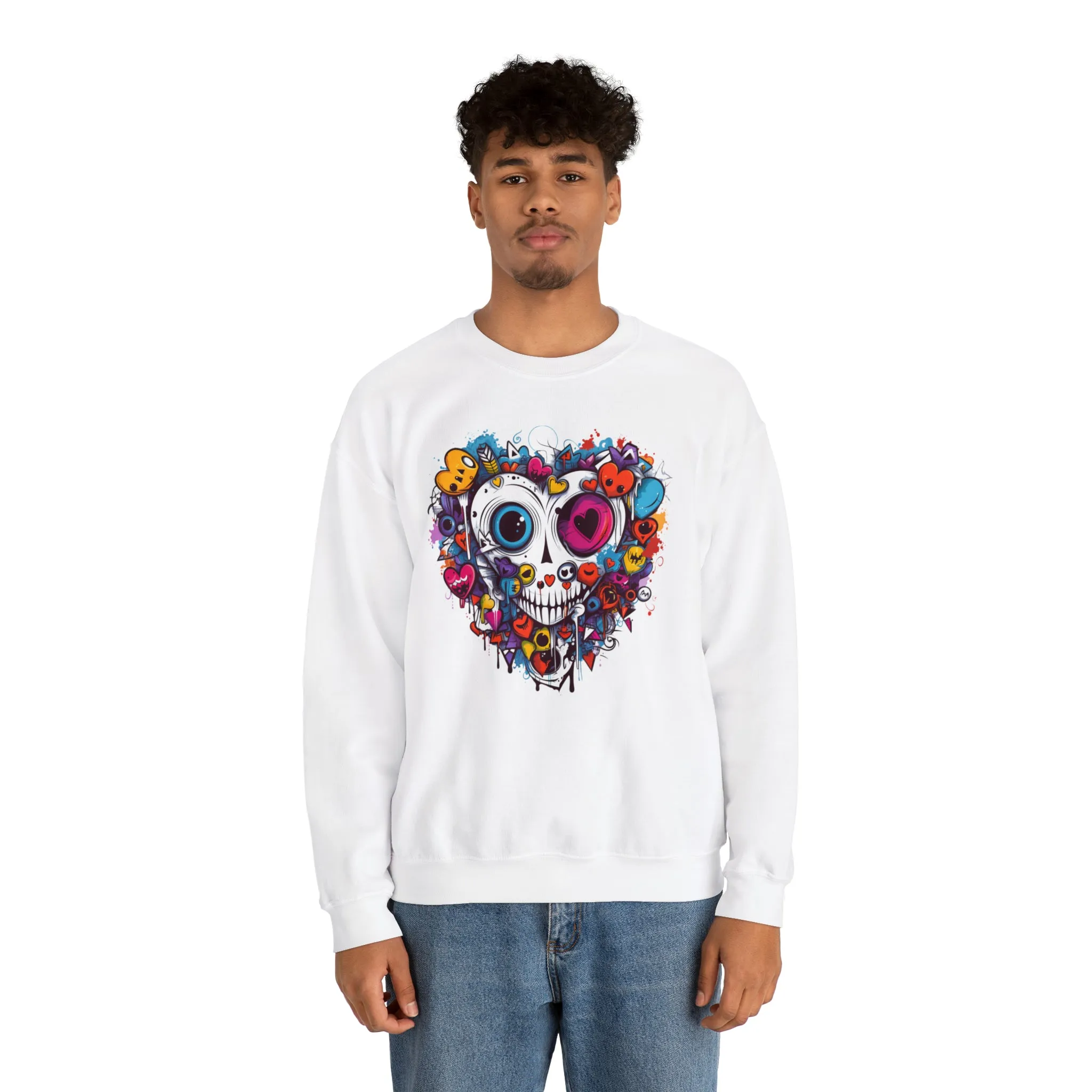Heart Skeleton Halloween Sweatshirt, Scary Halloween Sweatshirt , Funny Halloween Sweatshirt, Fall Unisex Heavy Blend