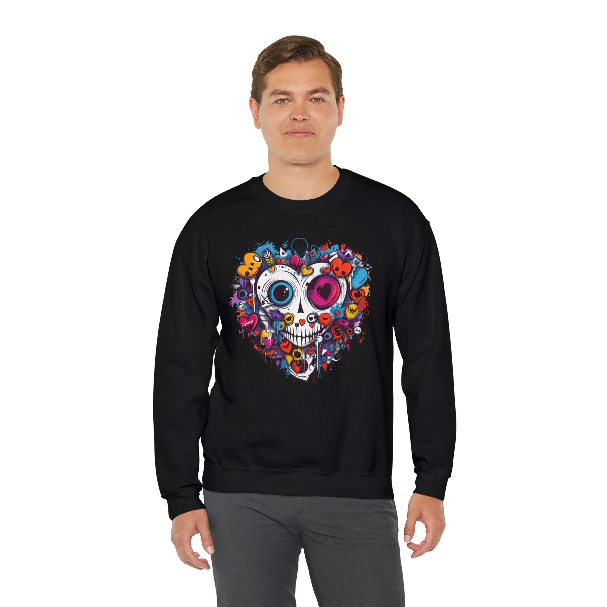 Heart Skeleton Halloween Sweatshirt, Scary Halloween Sweatshirt , Funny Halloween Sweatshirt, Fall Unisex Heavy Blend