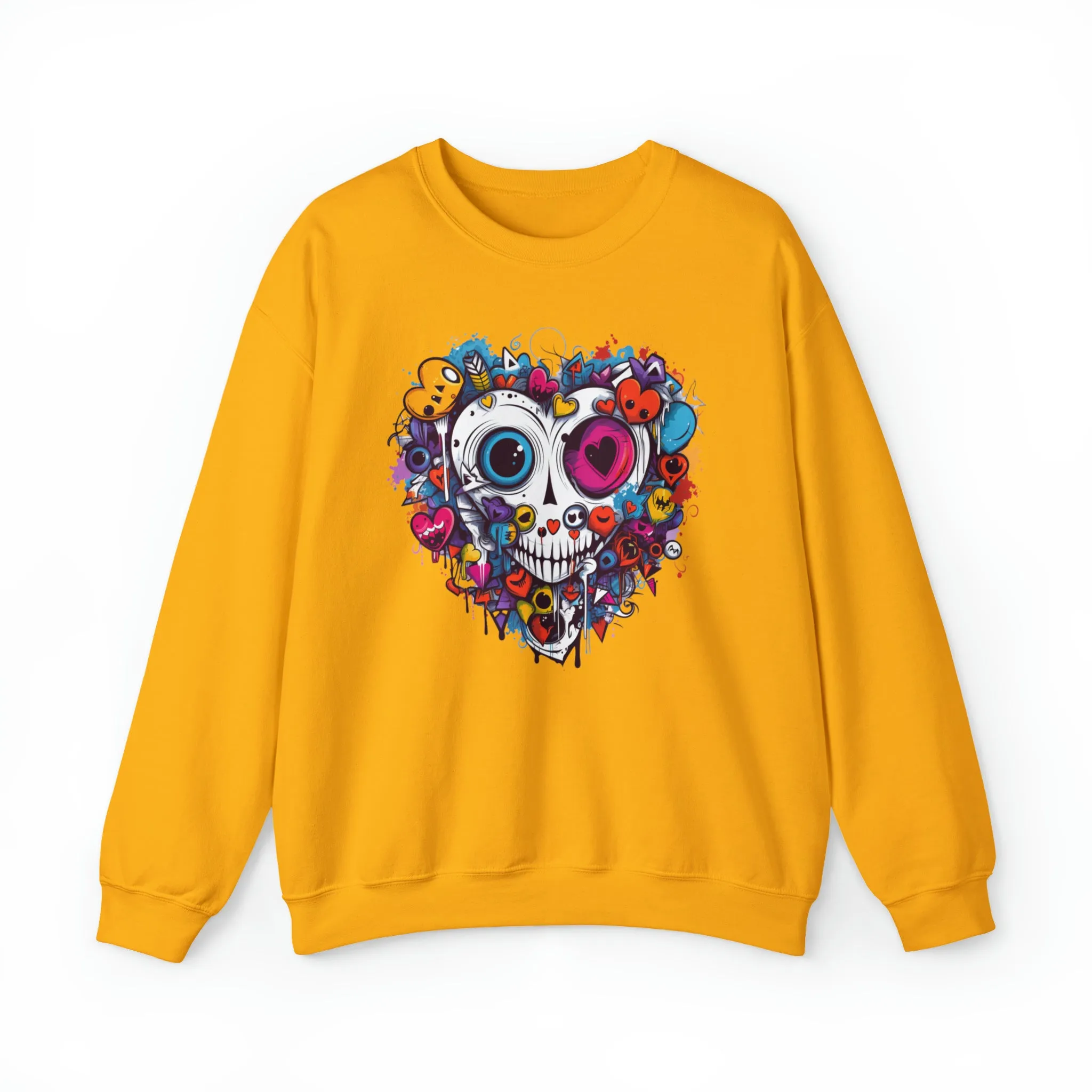 Heart Skeleton Halloween Sweatshirt, Scary Halloween Sweatshirt , Funny Halloween Sweatshirt, Fall Unisex Heavy Blend