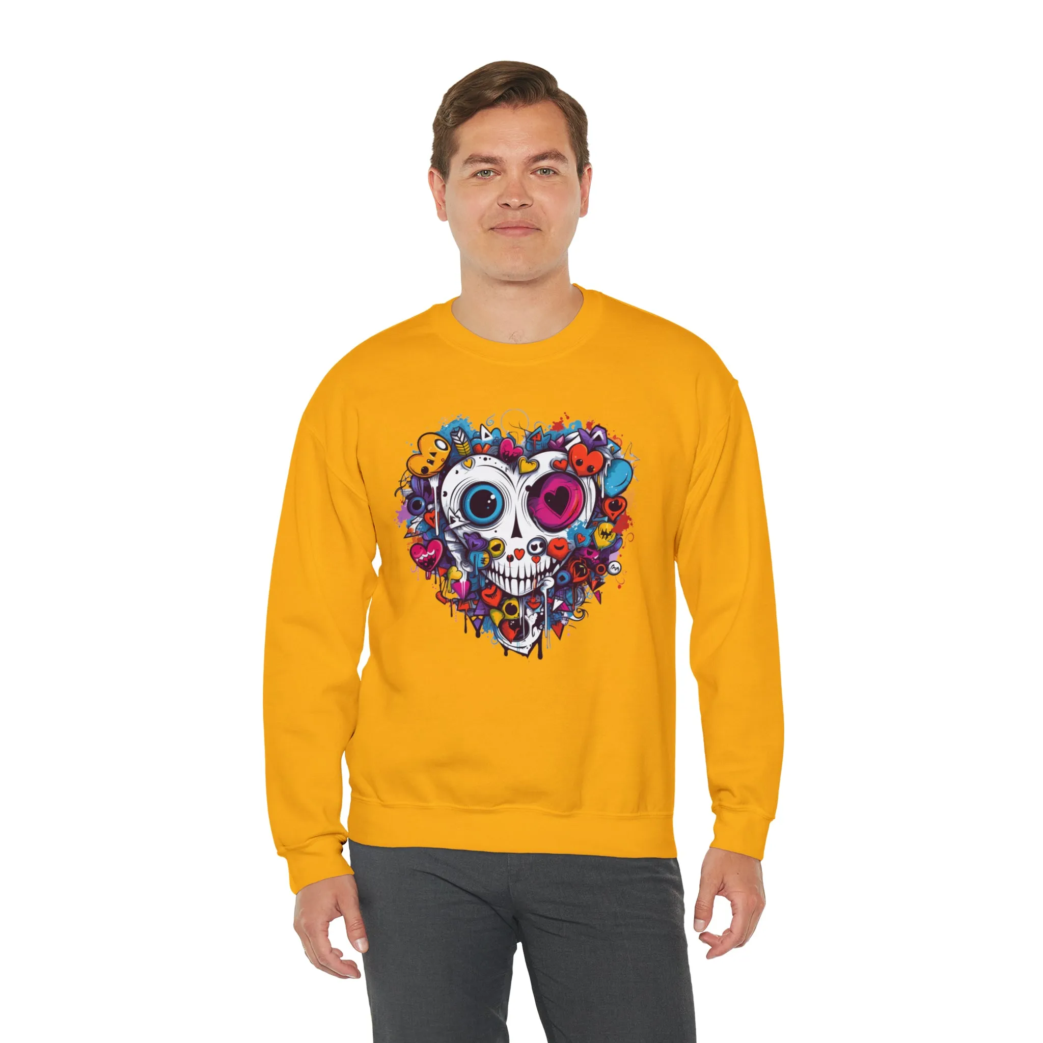 Heart Skeleton Halloween Sweatshirt, Scary Halloween Sweatshirt , Funny Halloween Sweatshirt, Fall Unisex Heavy Blend