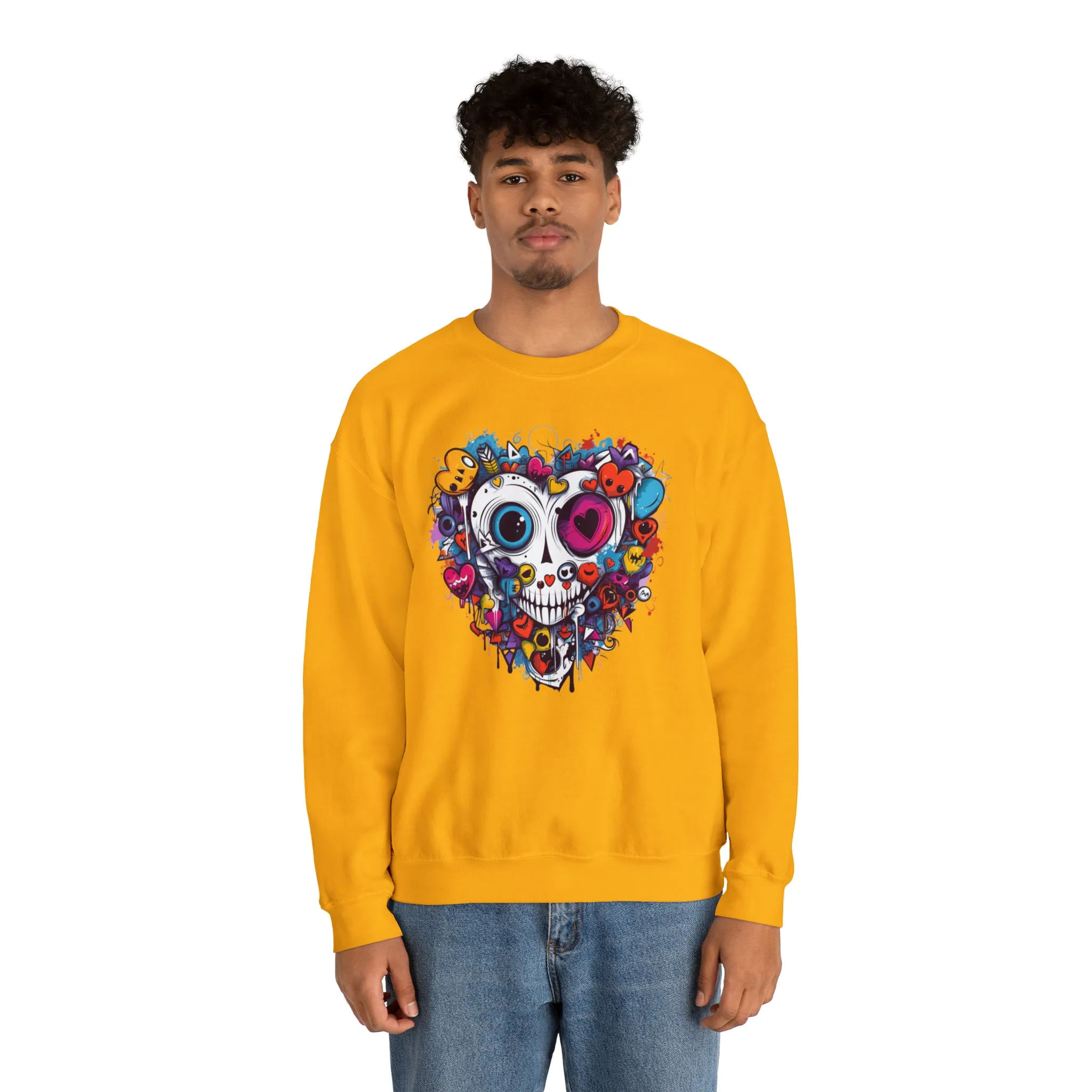 Heart Skeleton Halloween Sweatshirt, Scary Halloween Sweatshirt , Funny Halloween Sweatshirt, Fall Unisex Heavy Blend