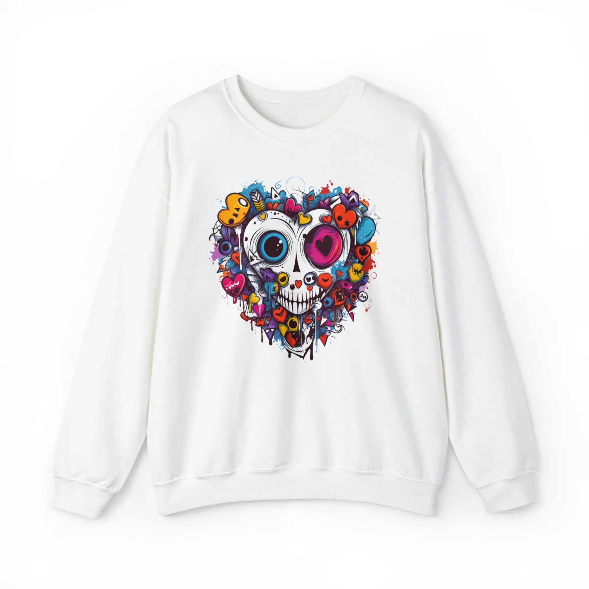 Heart Skeleton Halloween Sweatshirt, Scary Halloween Sweatshirt , Funny Halloween Sweatshirt, Fall Unisex Heavy Blend