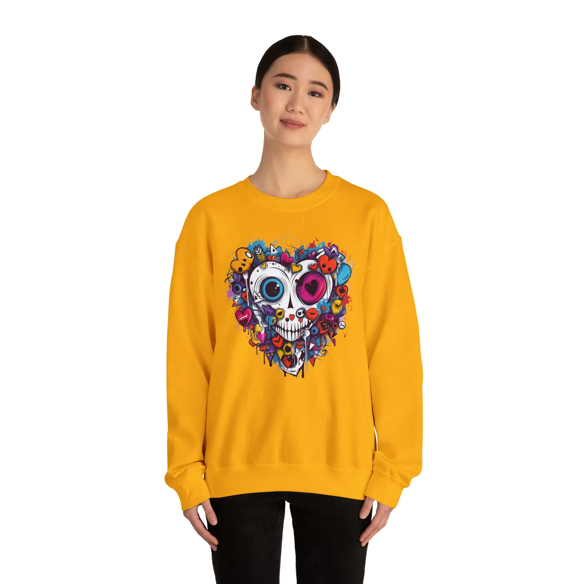Heart Skeleton Halloween Sweatshirt, Scary Halloween Sweatshirt , Funny Halloween Sweatshirt, Fall Unisex Heavy Blend