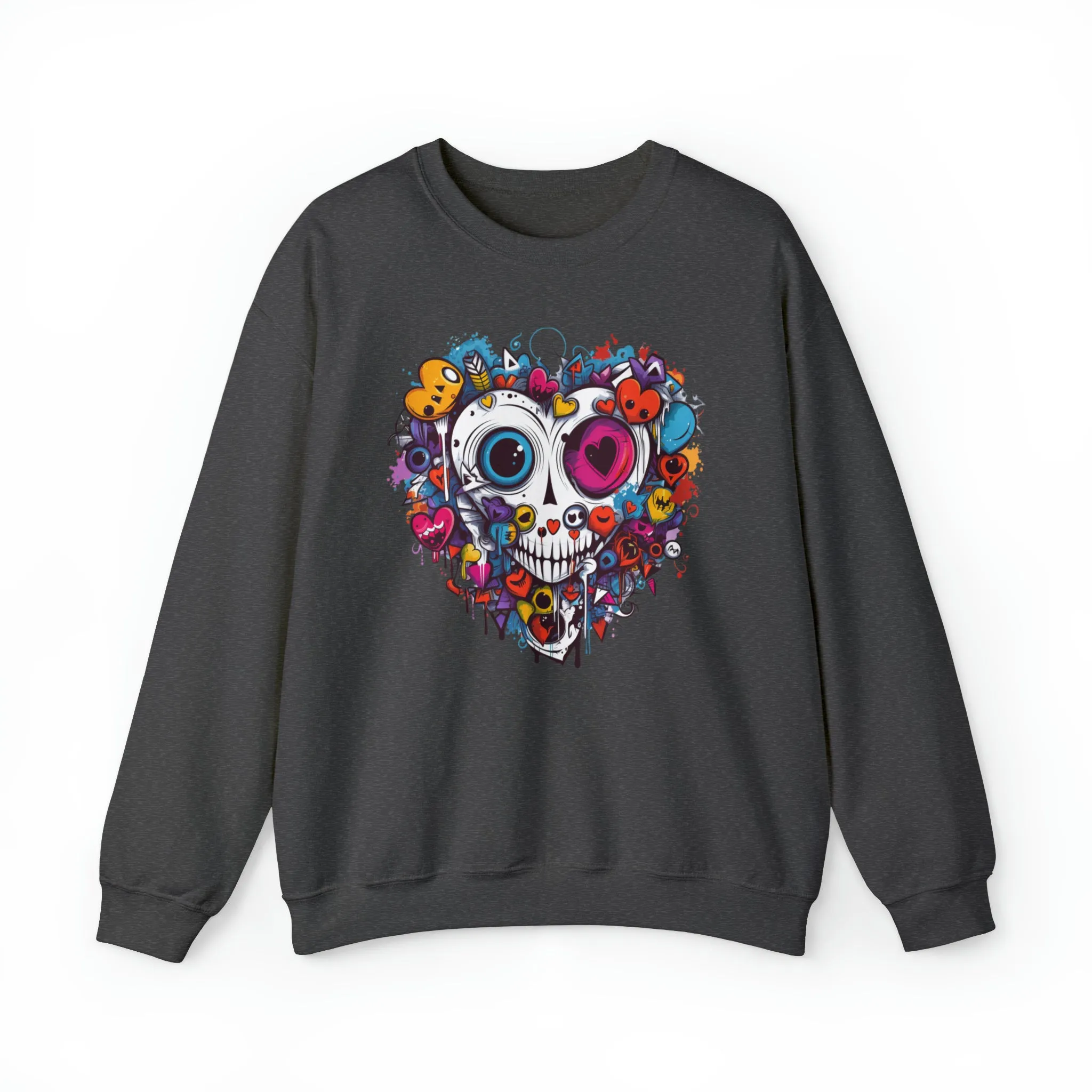 Heart Skeleton Halloween Sweatshirt, Scary Halloween Sweatshirt , Funny Halloween Sweatshirt, Fall Unisex Heavy Blend