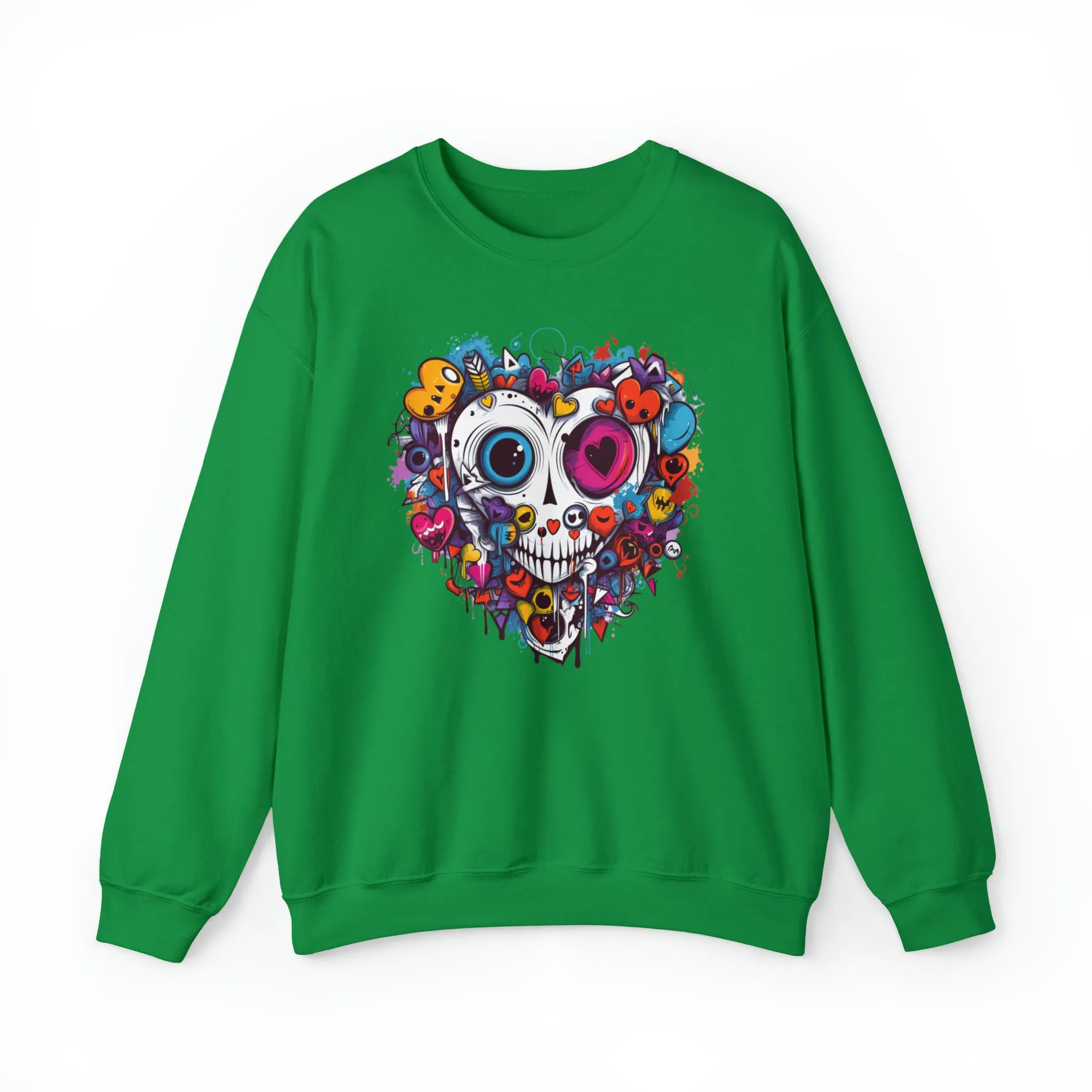 Heart Skeleton Halloween Sweatshirt, Scary Halloween Sweatshirt , Funny Halloween Sweatshirt, Fall Unisex Heavy Blend
