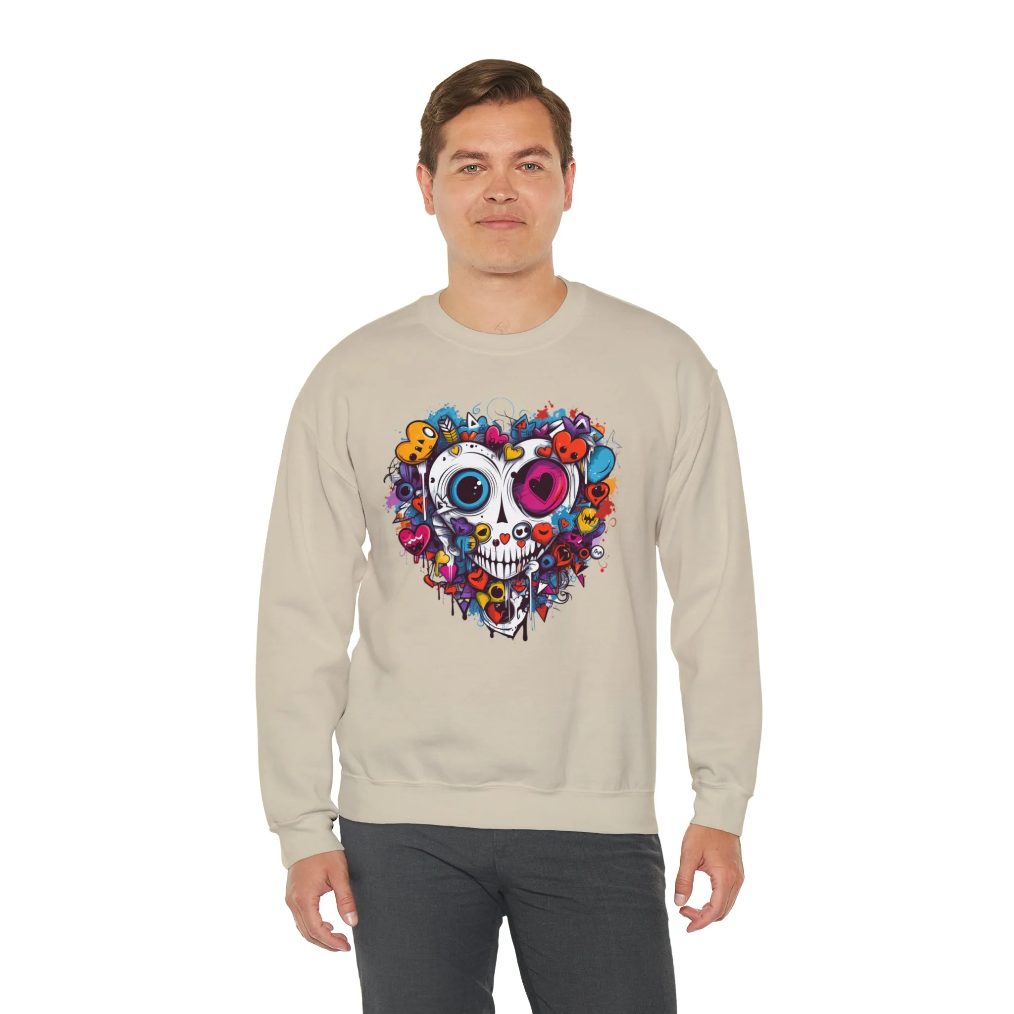 Heart Skeleton Halloween Sweatshirt, Scary Halloween Sweatshirt , Funny Halloween Sweatshirt, Fall Unisex Heavy Blend