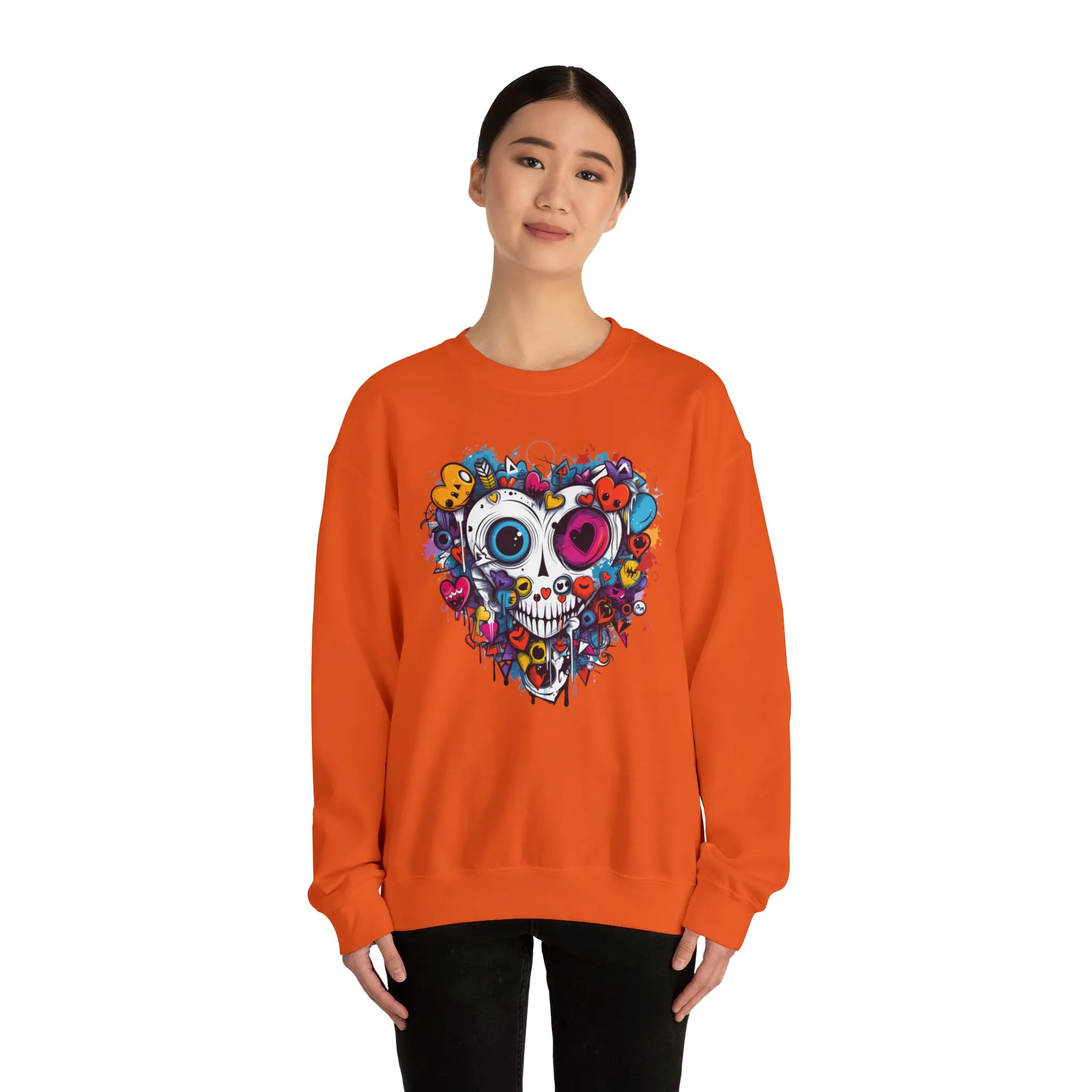 Heart Skeleton Halloween Sweatshirt, Scary Halloween Sweatshirt , Funny Halloween Sweatshirt, Fall Unisex Heavy Blend
