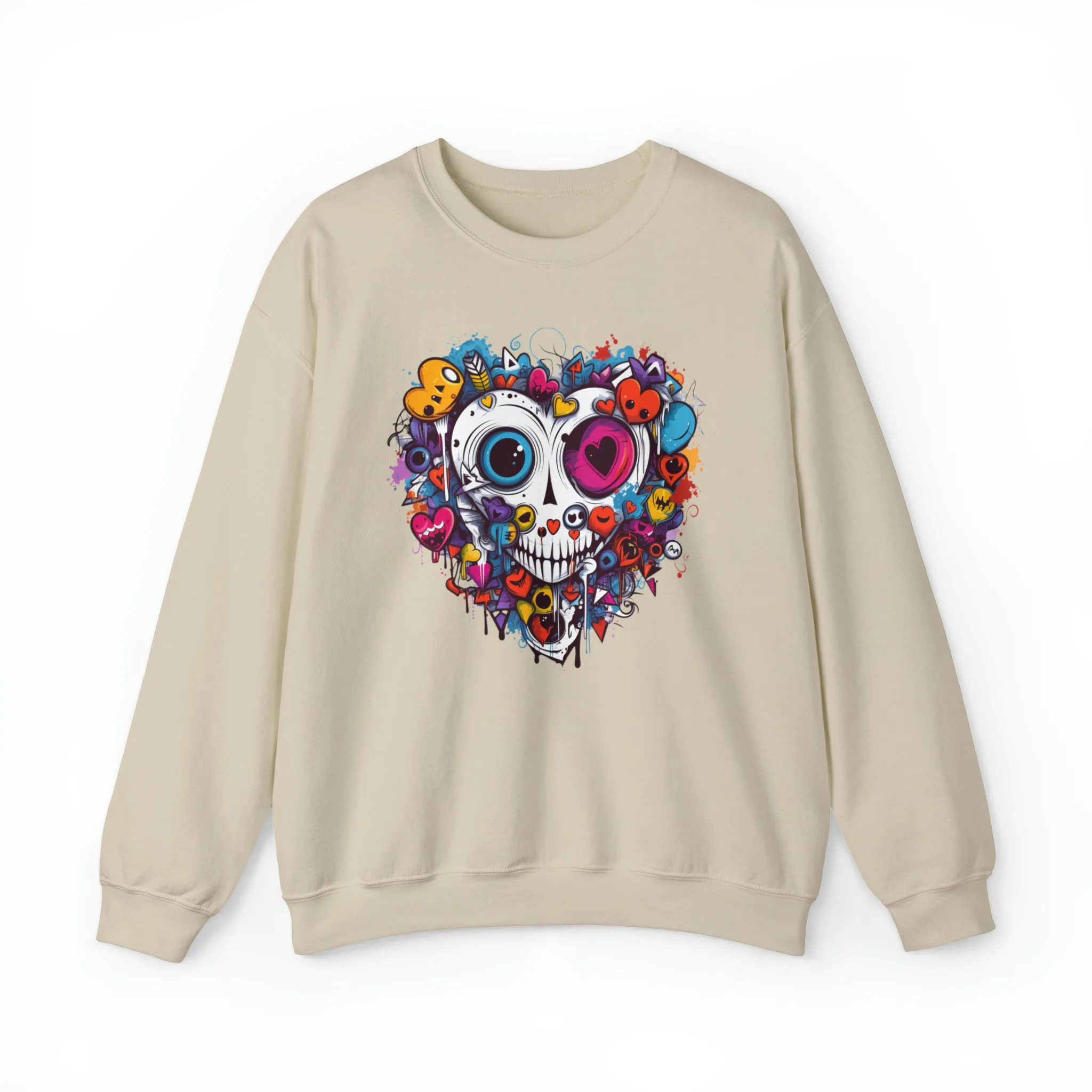 Heart Skeleton Halloween Sweatshirt, Scary Halloween Sweatshirt , Funny Halloween Sweatshirt, Fall Unisex Heavy Blend