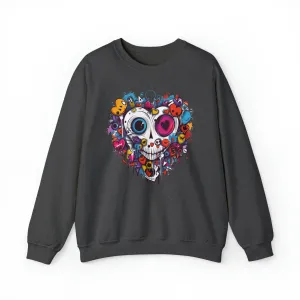 Heart Skeleton Halloween Sweatshirt, Scary Halloween Sweatshirt , Funny Halloween Sweatshirt, Fall Unisex Heavy Blend