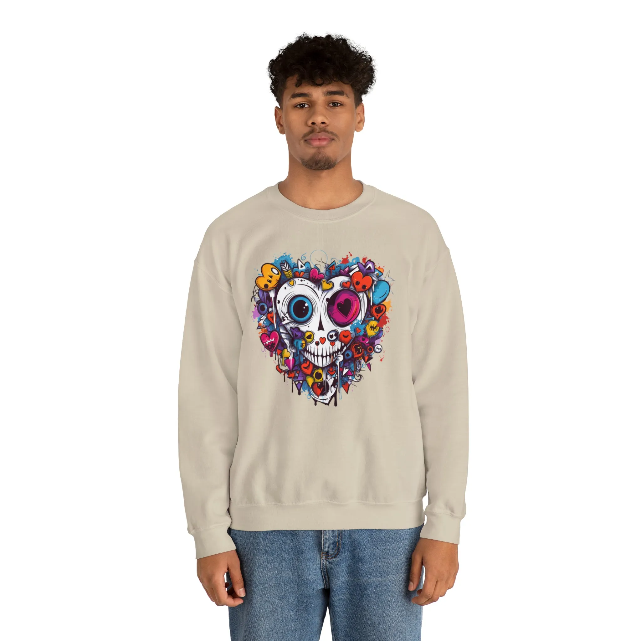 Heart Skeleton Halloween Sweatshirt, Scary Halloween Sweatshirt , Funny Halloween Sweatshirt, Fall Unisex Heavy Blend