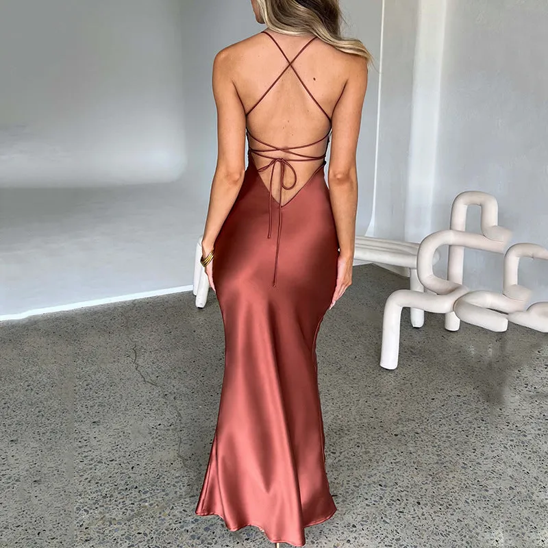 Heidi Formal Stylish Satin Lattice Dress
