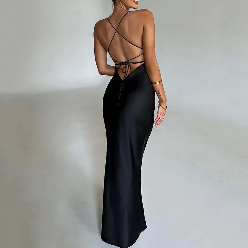 Heidi Formal Stylish Satin Lattice Dress