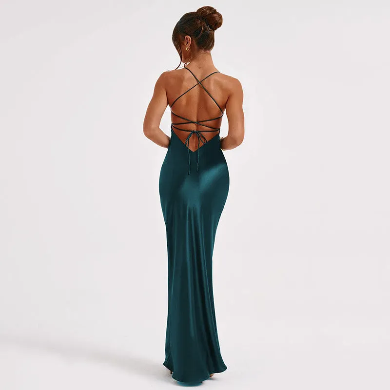 Heidi Formal Stylish Satin Lattice Dress