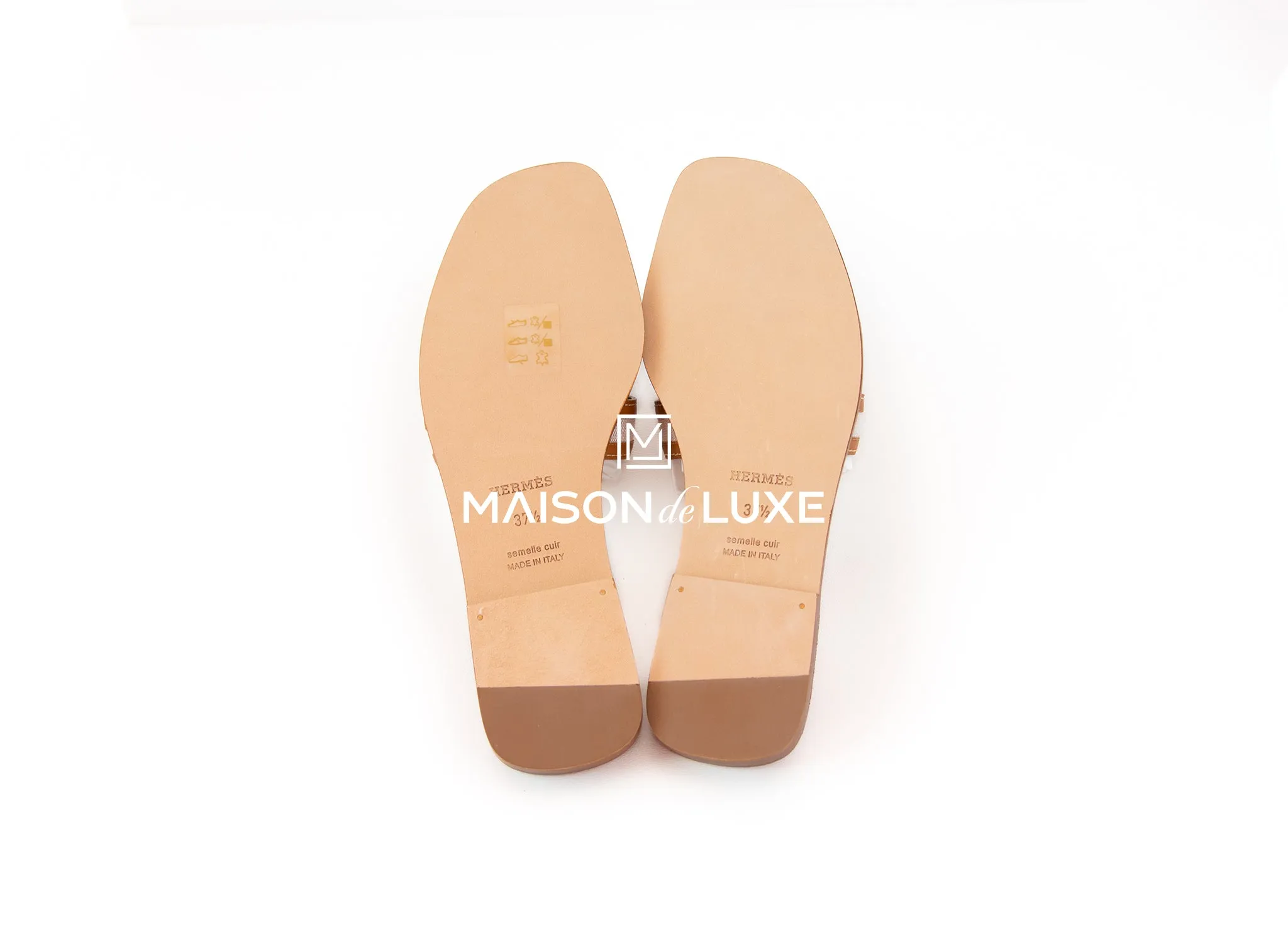 Hermes Women's Canvas Noisette / Beige Dore Oran Sandal 37.5