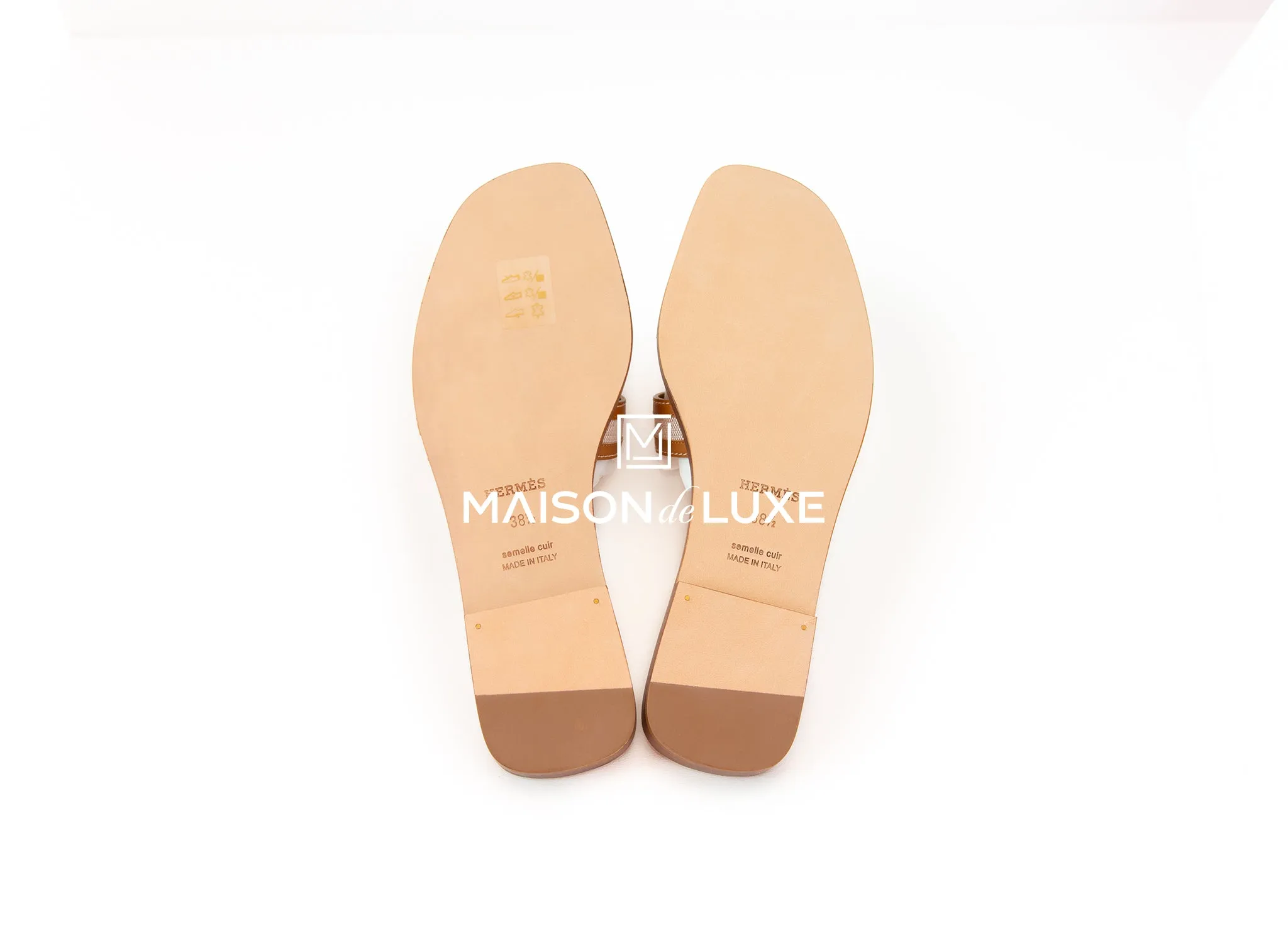 Hermes Women's Canvas Noisette / Beige Dore Oran Sandal 38.5