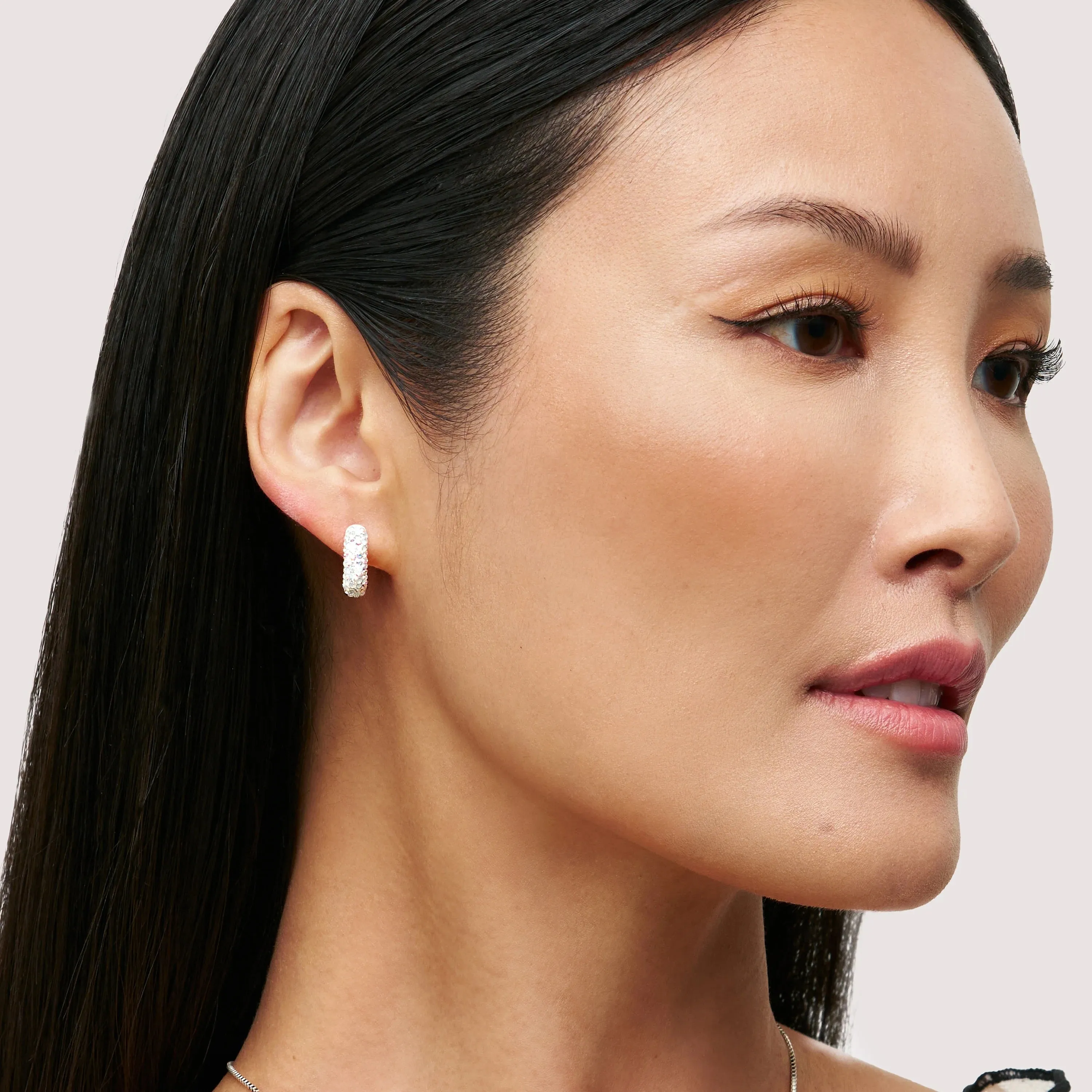 Hillberg & Berk Limited Edition Sterling Silver Pirouette/Snowflake Sparkle Reversible Hoop Earrings