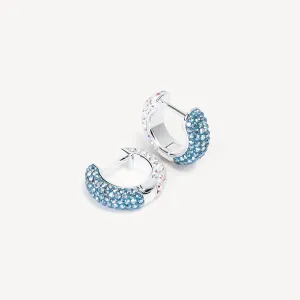 Hillberg & Berk Limited Edition Sterling Silver Pirouette/Snowflake Sparkle Reversible Hoop Earrings