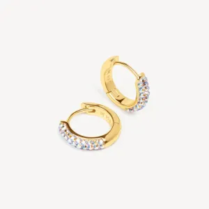 Hillberg & Berk Sterling Silver Gold Plated Ballet Slipper Always On Sparkle Hoop Earrings