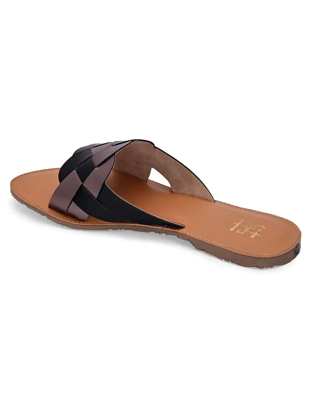 Hydes N Hues Women Black Colourblocked Open Toe Flats