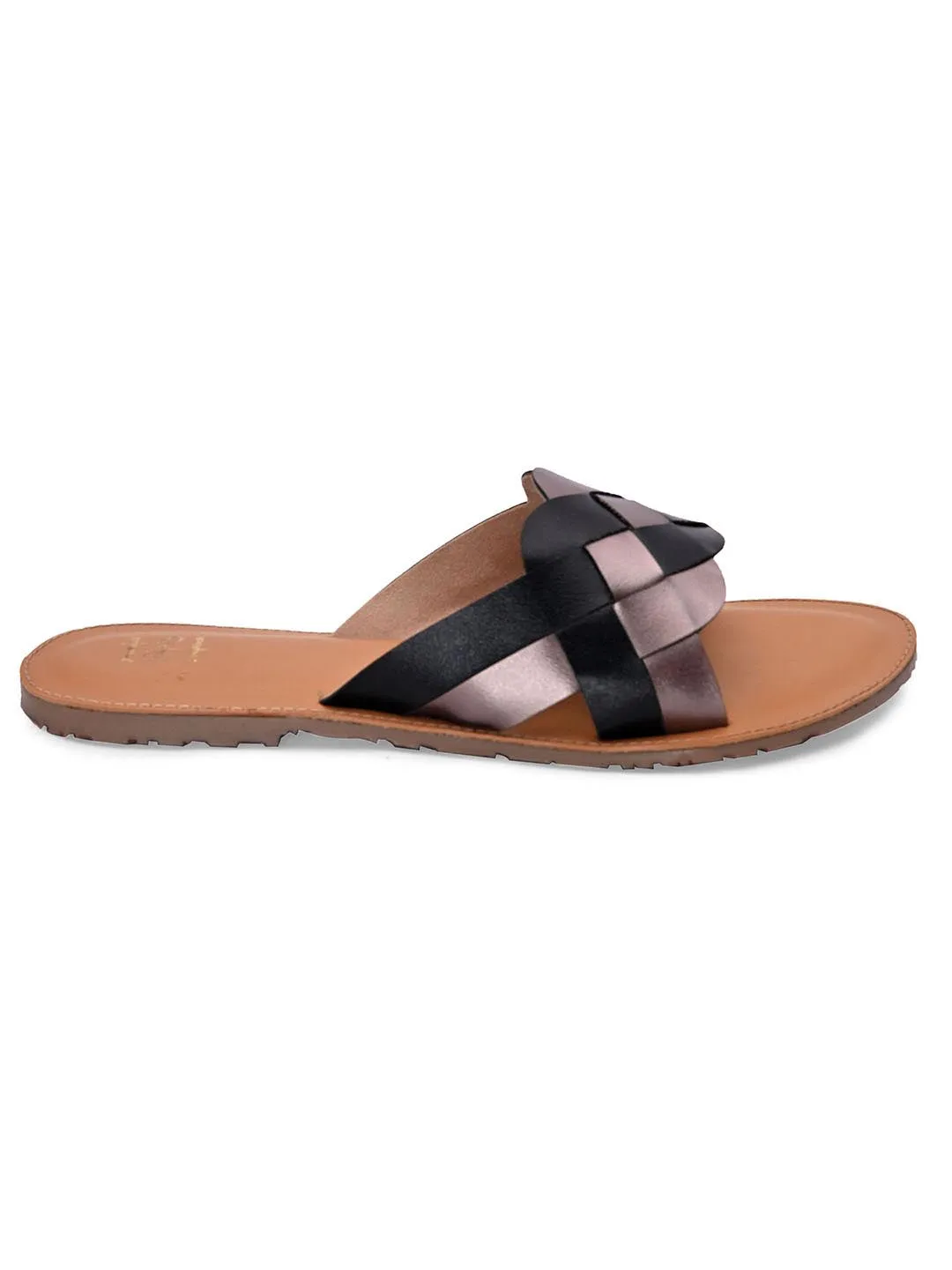 Hydes N Hues Women Black Colourblocked Open Toe Flats