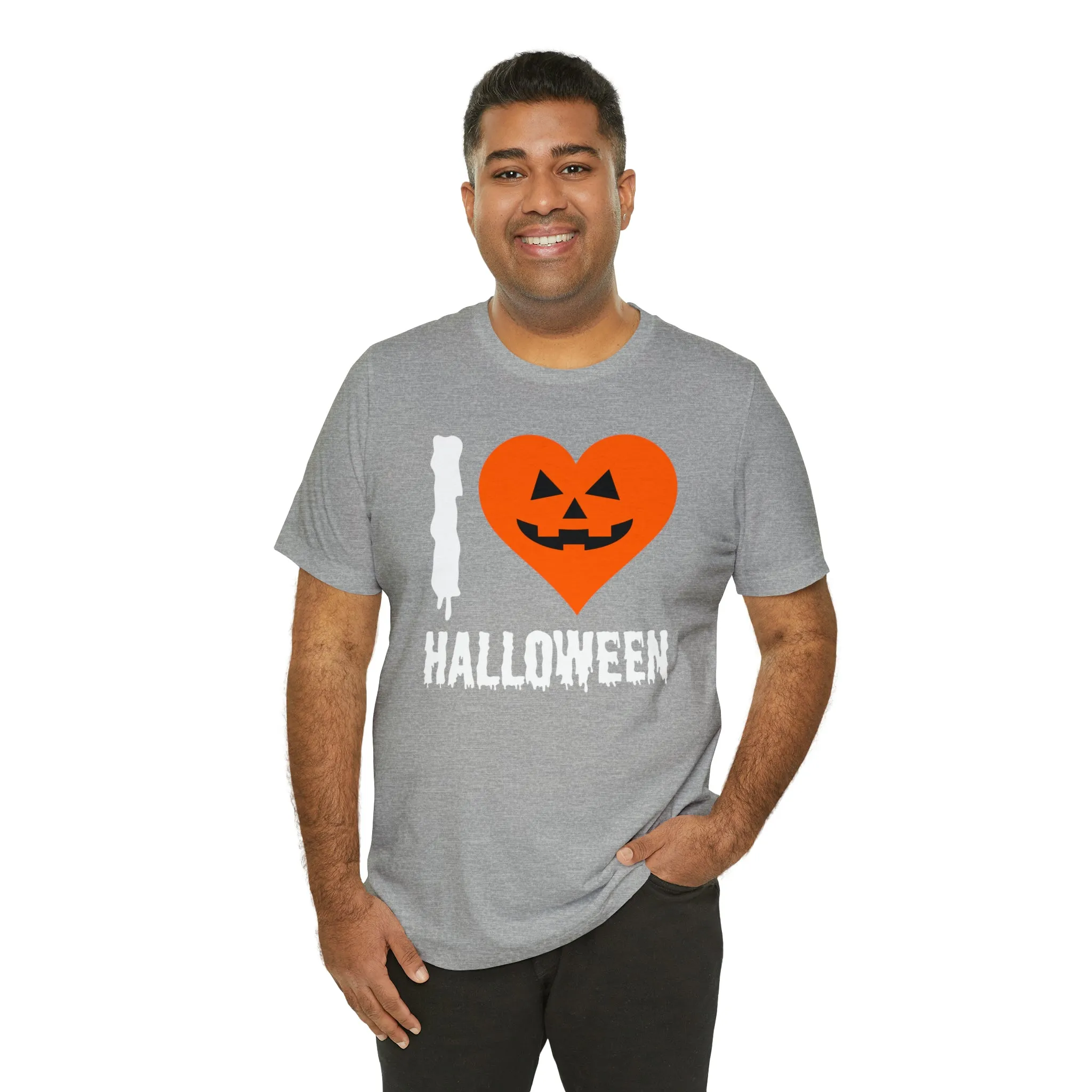 I Love Halloween T-Shirt | Scary Jack-O-Lantern Tee |  Bella Canvas 3001Unisex | Funny Short Sleeve Tshirt