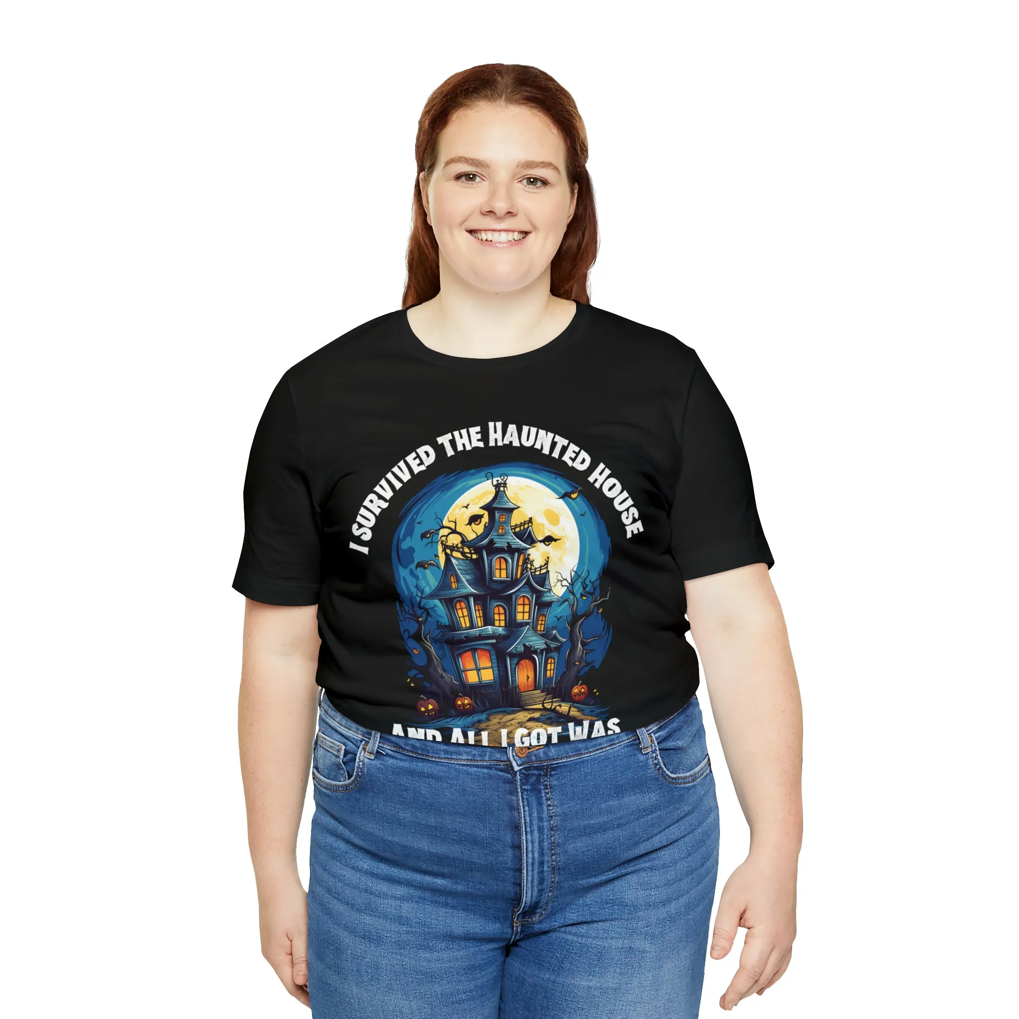 I Survived the Haunted House Halloween T-Shirt | All I Got Was This Lousy Tee |  Bella Canvas 3001Unisex | Spooky House Short Sleeve Tshirt
