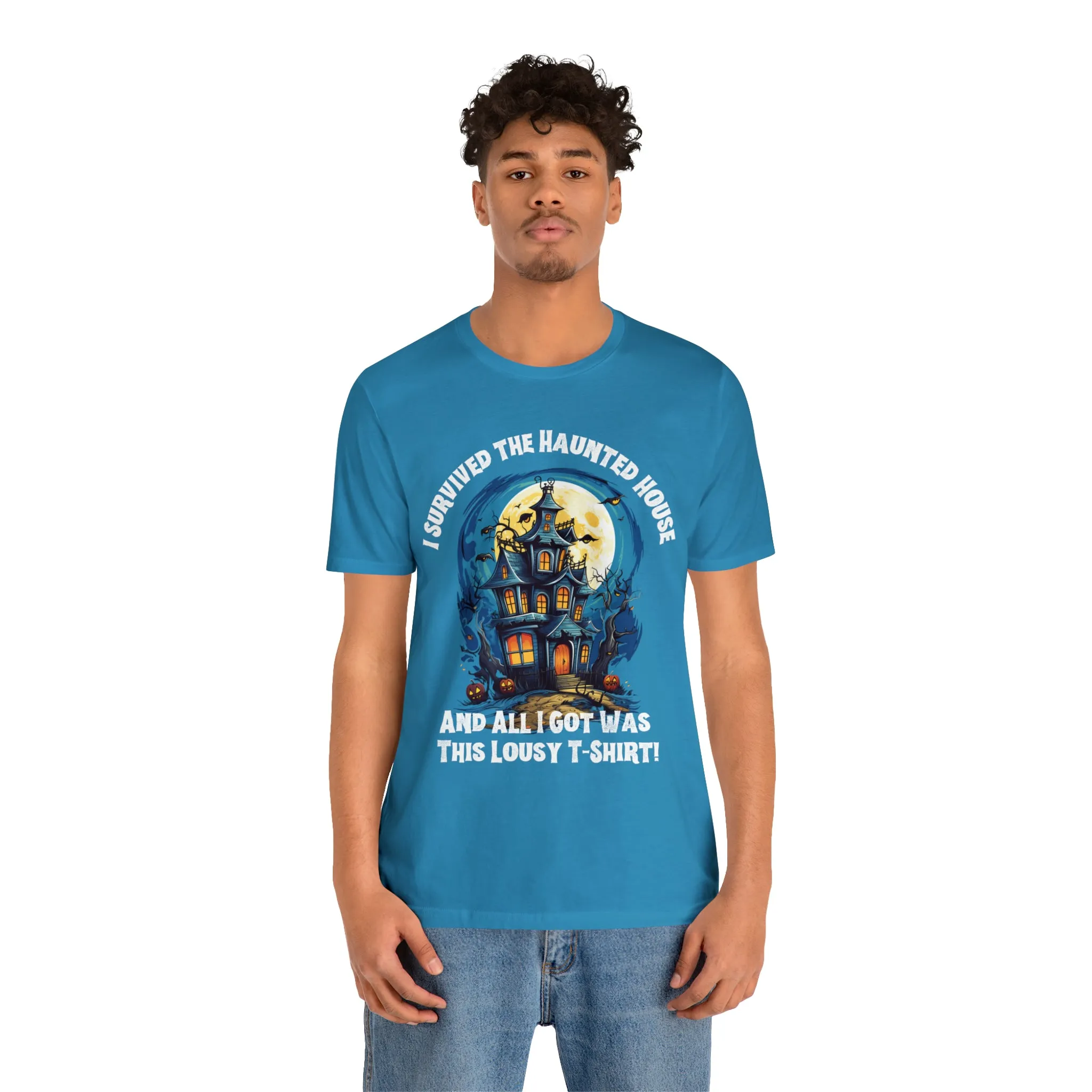 I Survived the Haunted House Halloween T-Shirt | All I Got Was This Lousy Tee |  Bella Canvas 3001Unisex | Spooky House Short Sleeve Tshirt