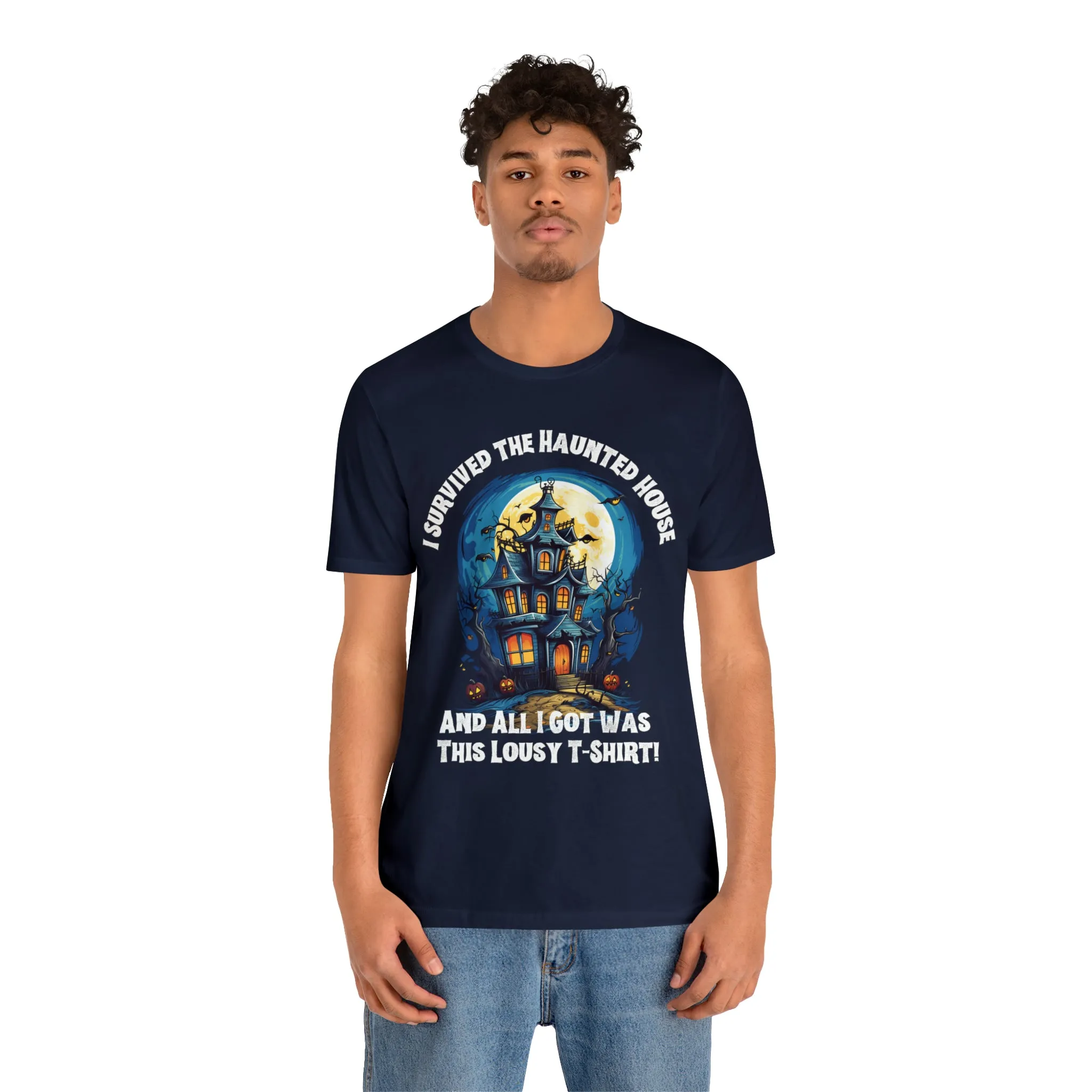 I Survived the Haunted House Halloween T-Shirt | All I Got Was This Lousy Tee |  Bella Canvas 3001Unisex | Spooky House Short Sleeve Tshirt