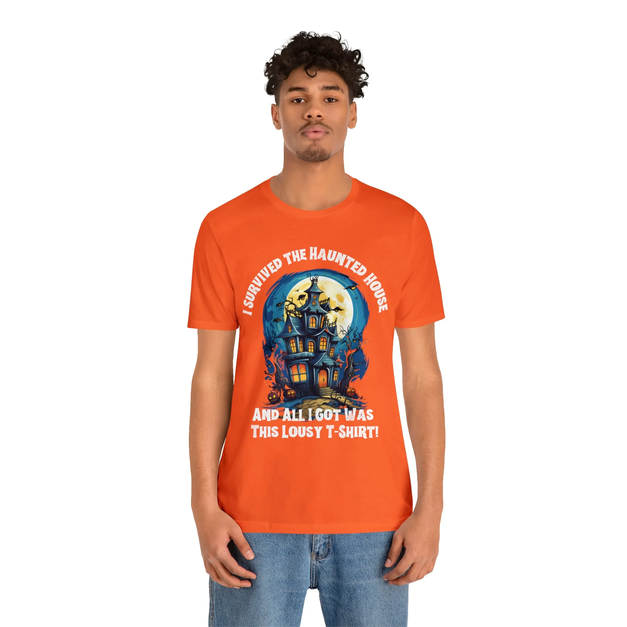 I Survived the Haunted House Halloween T-Shirt | All I Got Was This Lousy Tee |  Bella Canvas 3001Unisex | Spooky House Short Sleeve Tshirt