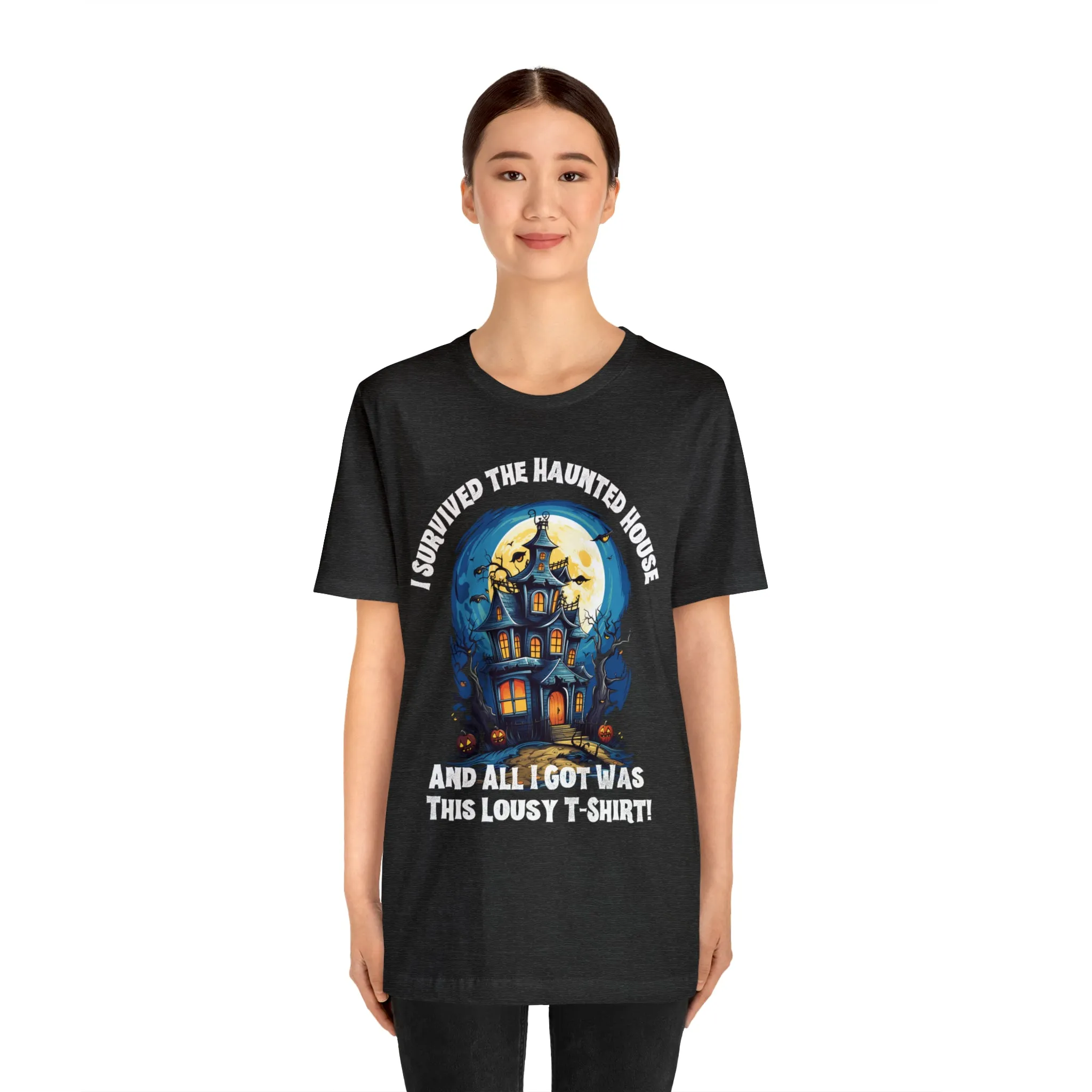 I Survived the Haunted House Halloween T-Shirt | All I Got Was This Lousy Tee |  Bella Canvas 3001Unisex | Spooky House Short Sleeve Tshirt