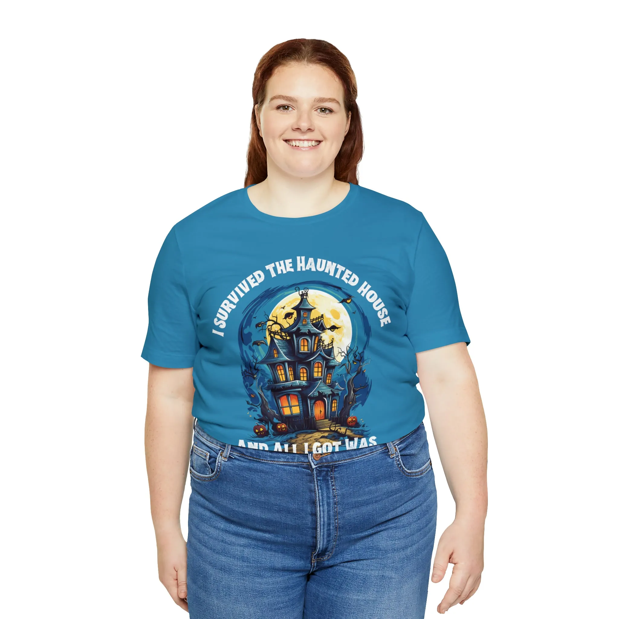 I Survived the Haunted House Halloween T-Shirt | All I Got Was This Lousy Tee |  Bella Canvas 3001Unisex | Spooky House Short Sleeve Tshirt
