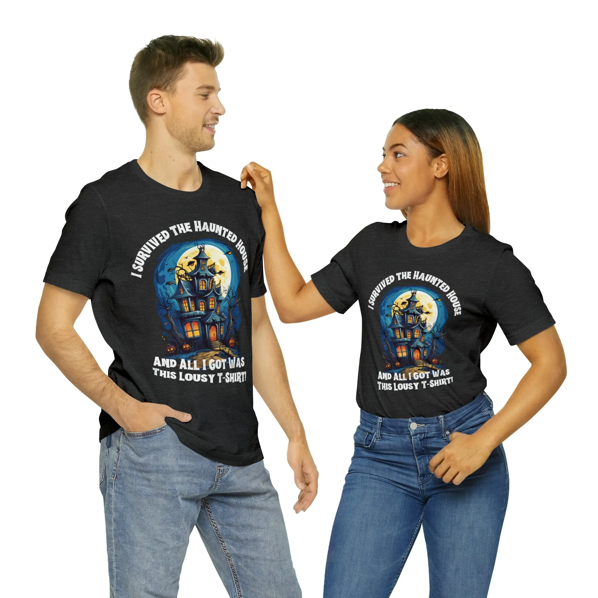 I Survived the Haunted House Halloween T-Shirt | All I Got Was This Lousy Tee |  Bella Canvas 3001Unisex | Spooky House Short Sleeve Tshirt
