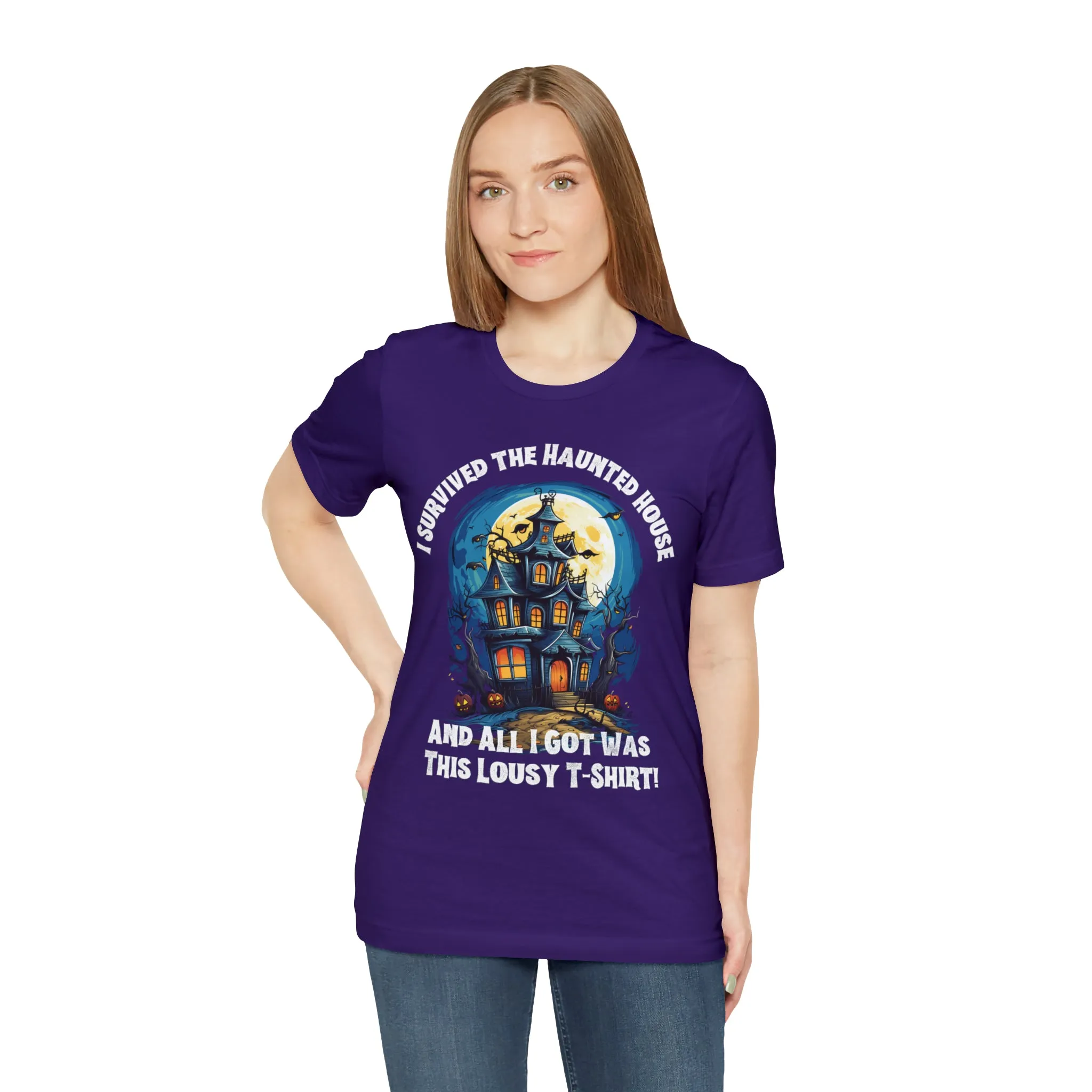 I Survived the Haunted House Halloween T-Shirt | All I Got Was This Lousy Tee |  Bella Canvas 3001Unisex | Spooky House Short Sleeve Tshirt