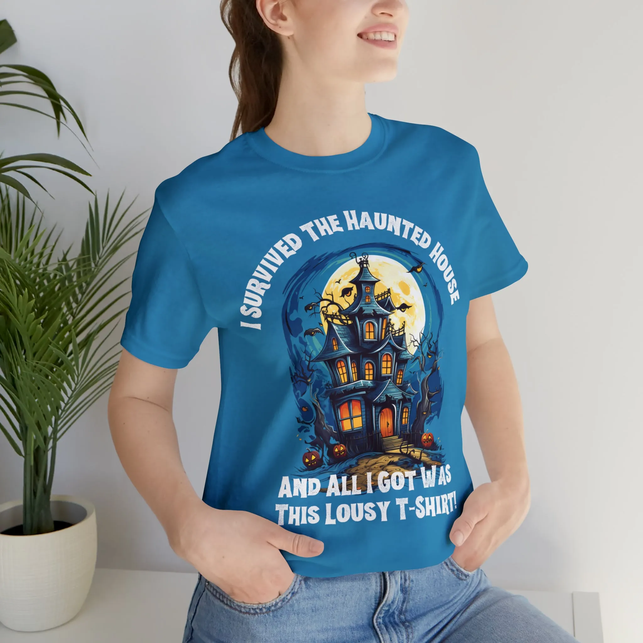 I Survived the Haunted House Halloween T-Shirt | All I Got Was This Lousy Tee |  Bella Canvas 3001Unisex | Spooky House Short Sleeve Tshirt