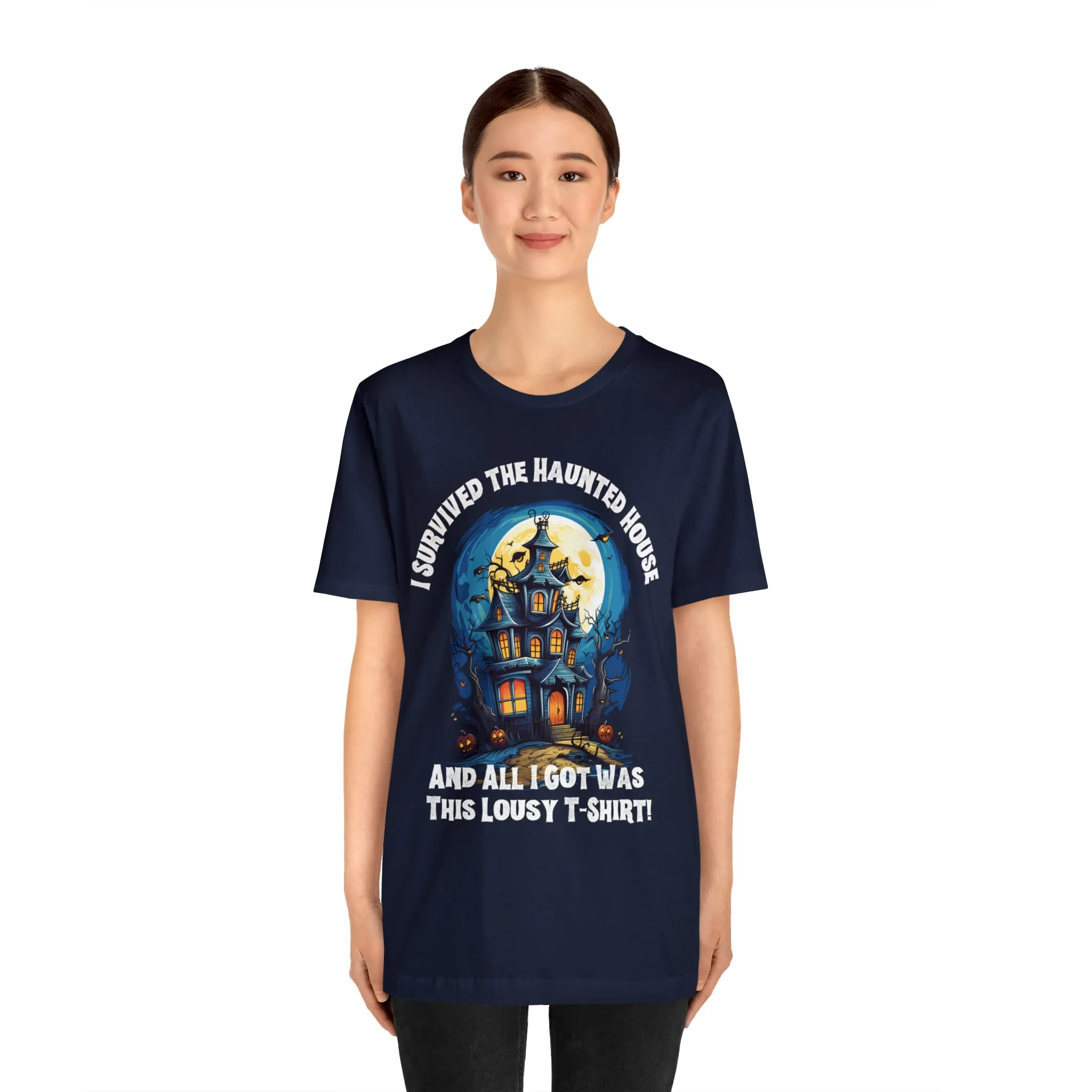 I Survived the Haunted House Halloween T-Shirt | All I Got Was This Lousy Tee |  Bella Canvas 3001Unisex | Spooky House Short Sleeve Tshirt