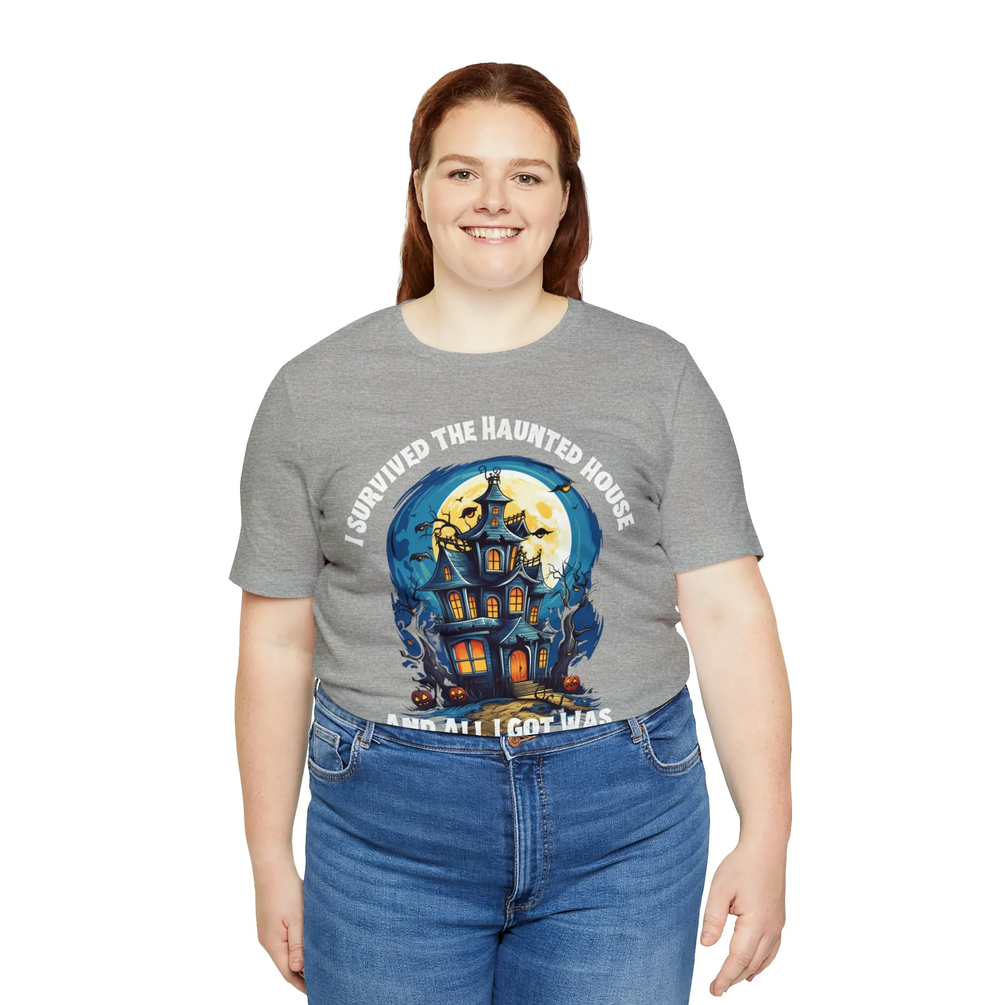 I Survived the Haunted House Halloween T-Shirt | All I Got Was This Lousy Tee |  Bella Canvas 3001Unisex | Spooky House Short Sleeve Tshirt