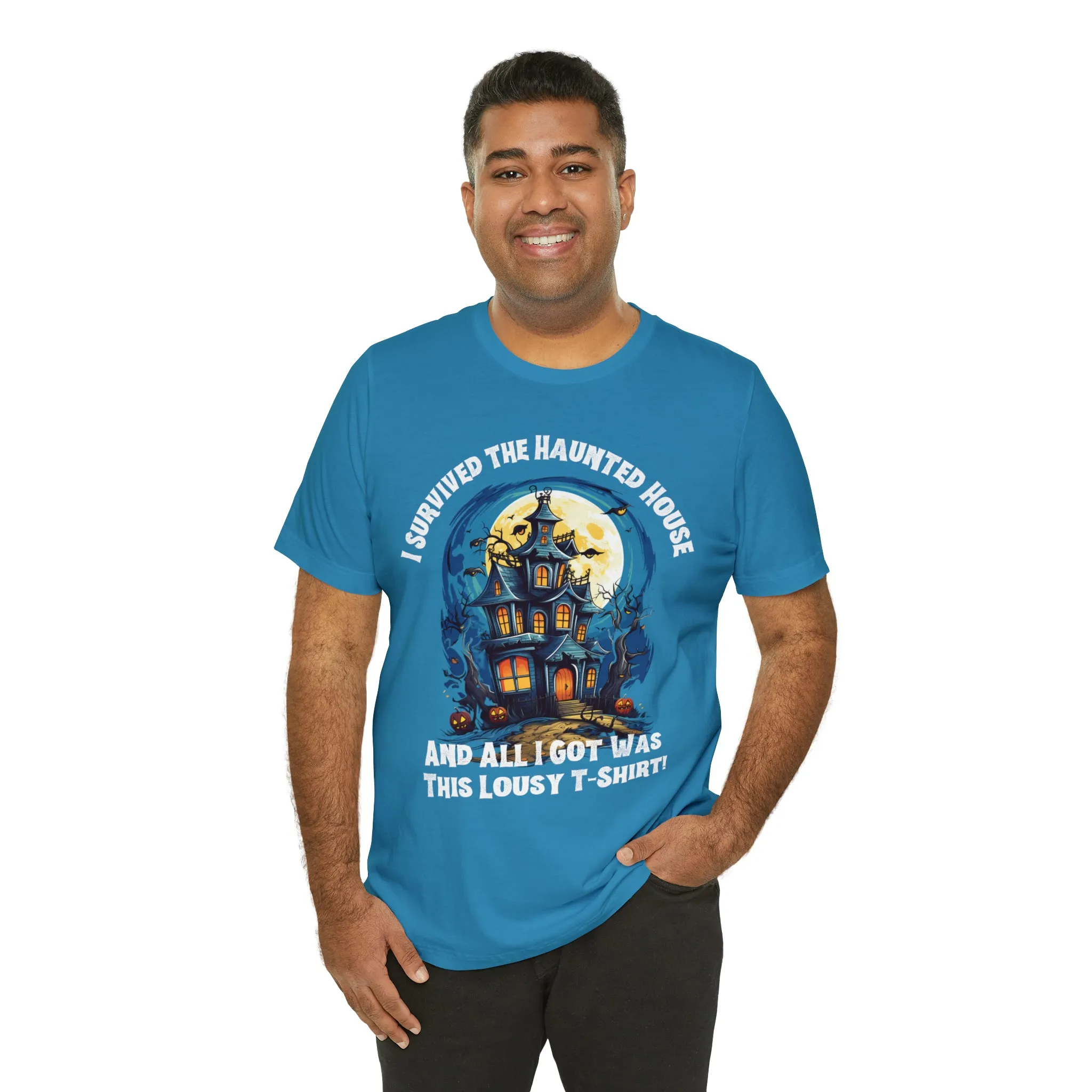 I Survived the Haunted House Halloween T-Shirt | All I Got Was This Lousy Tee |  Bella Canvas 3001Unisex | Spooky House Short Sleeve Tshirt