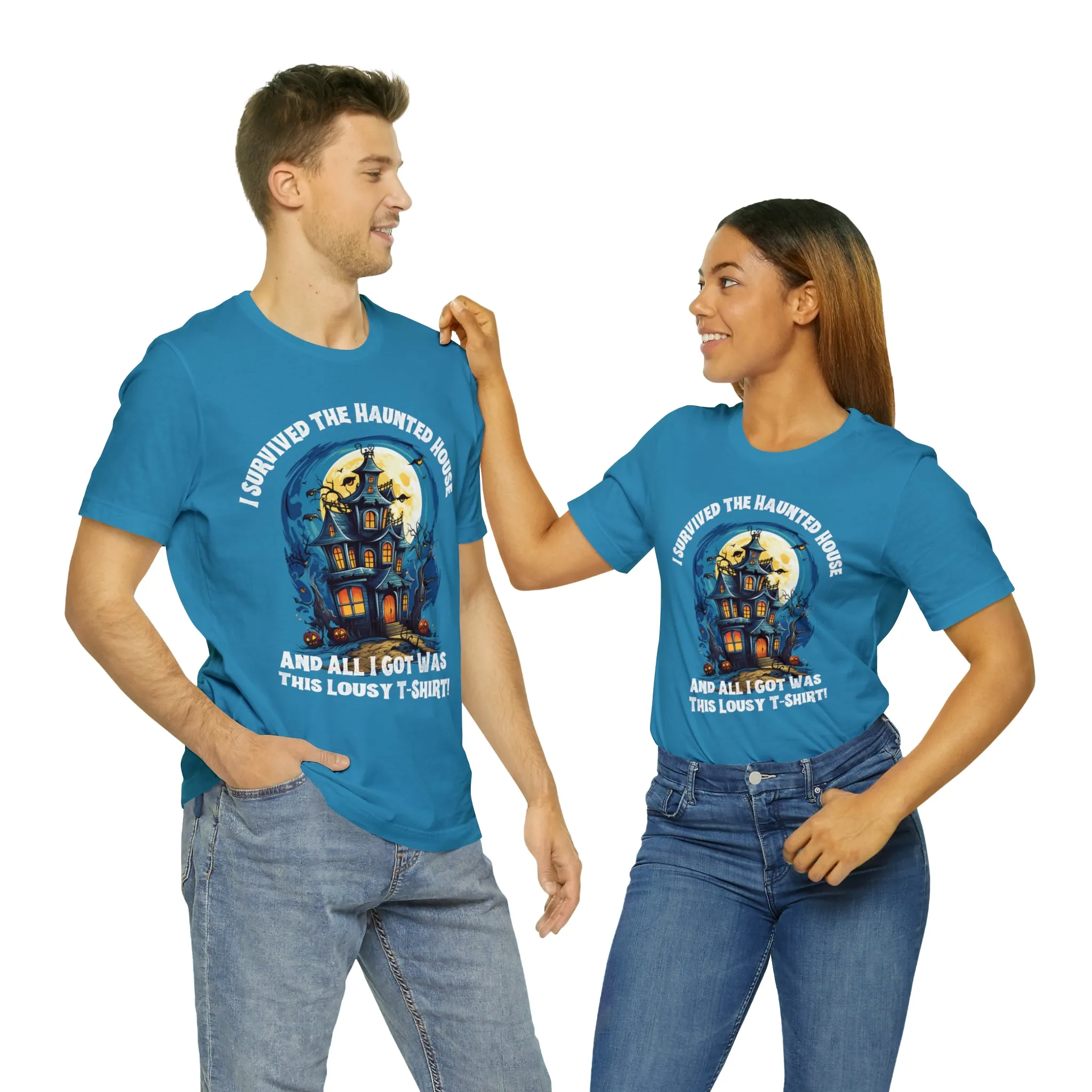 I Survived the Haunted House Halloween T-Shirt | All I Got Was This Lousy Tee |  Bella Canvas 3001Unisex | Spooky House Short Sleeve Tshirt