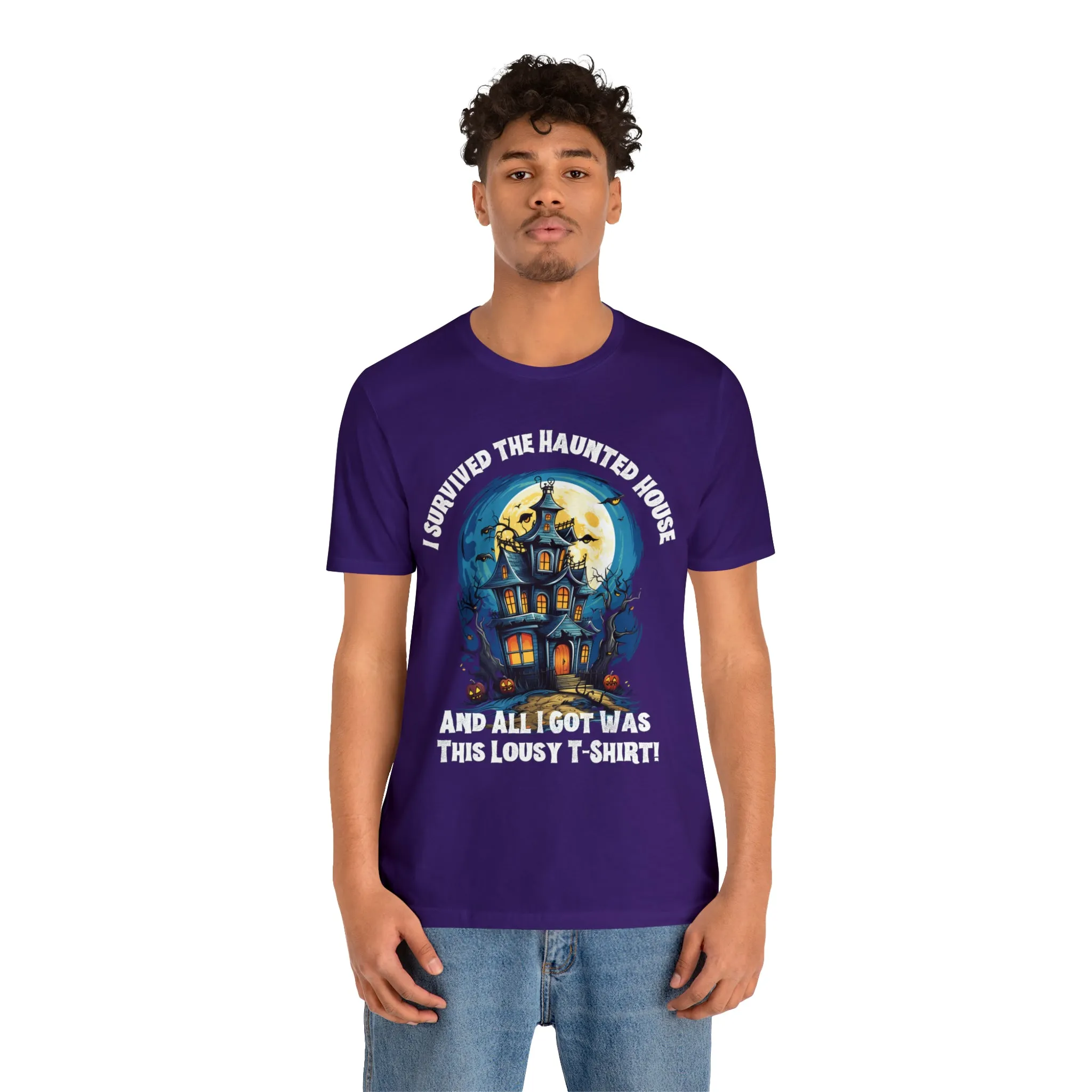 I Survived the Haunted House Halloween T-Shirt | All I Got Was This Lousy Tee |  Bella Canvas 3001Unisex | Spooky House Short Sleeve Tshirt