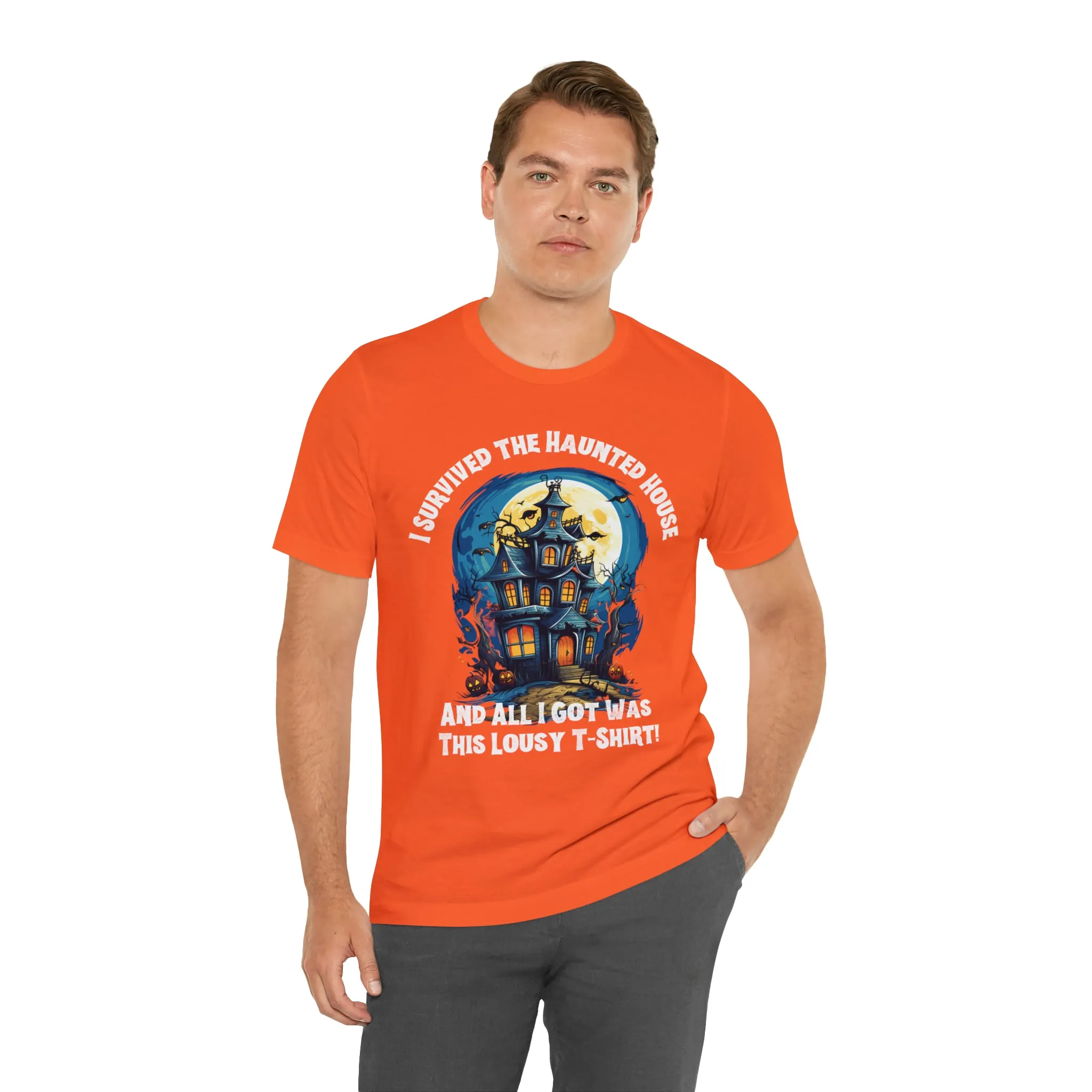 I Survived the Haunted House Halloween T-Shirt | All I Got Was This Lousy Tee |  Bella Canvas 3001Unisex | Spooky House Short Sleeve Tshirt